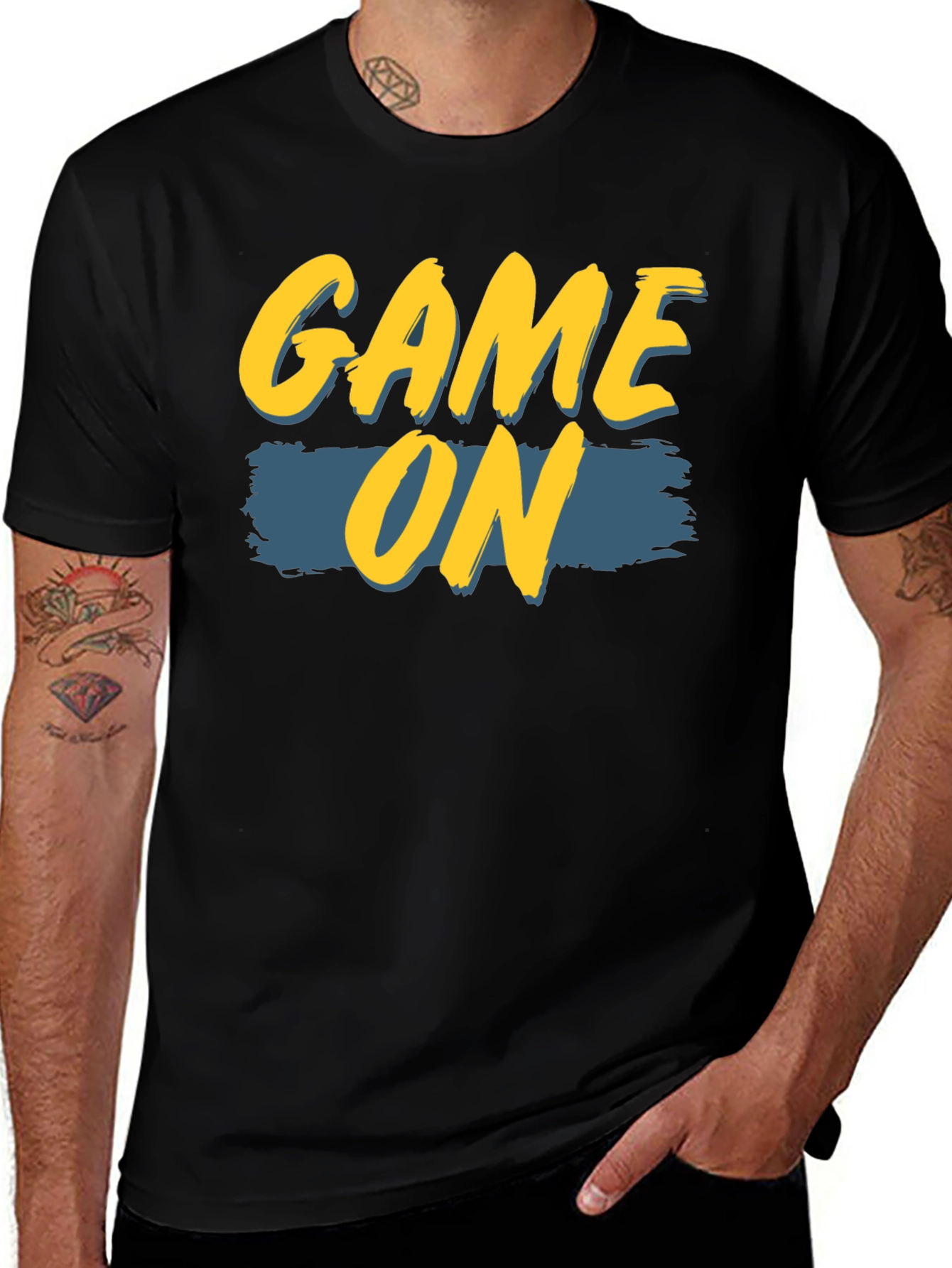 Game On Graphic Print Black T-Shirt