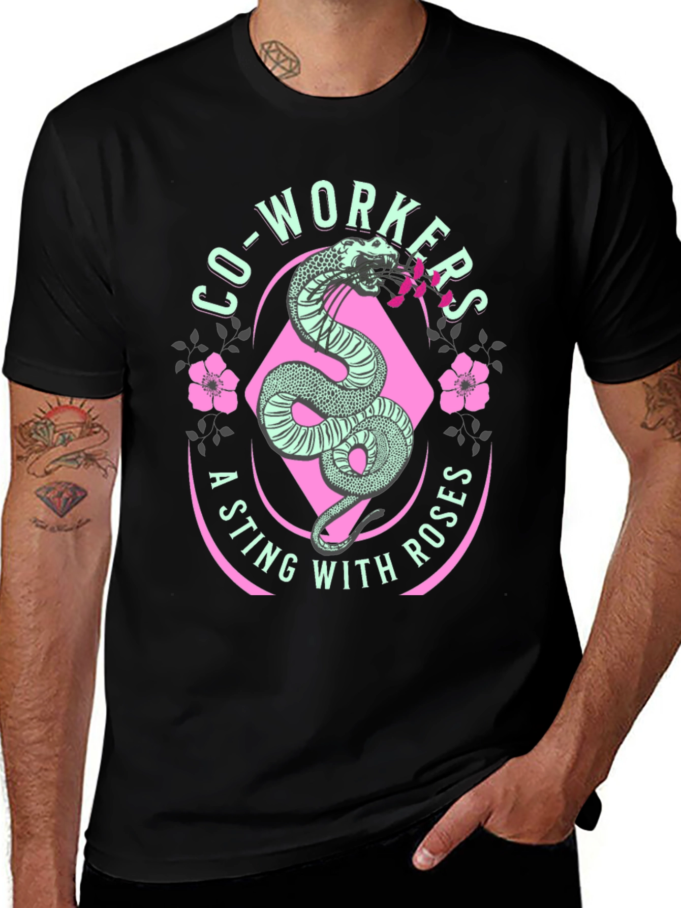 Co-workers A Sting With Roses Graphic T-Shirt