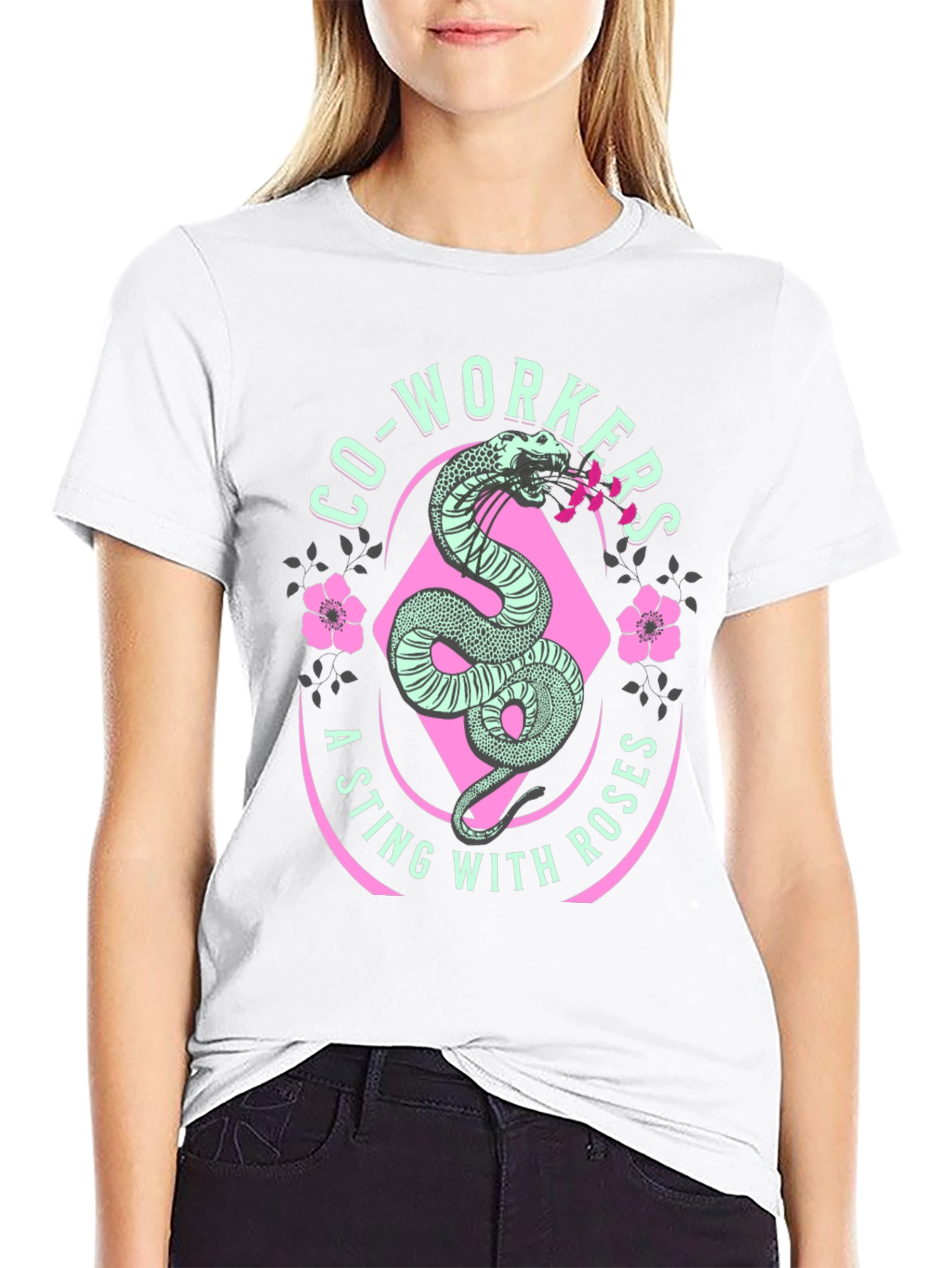 Co-workers A Sting With Roses Graphic T-Shirt
