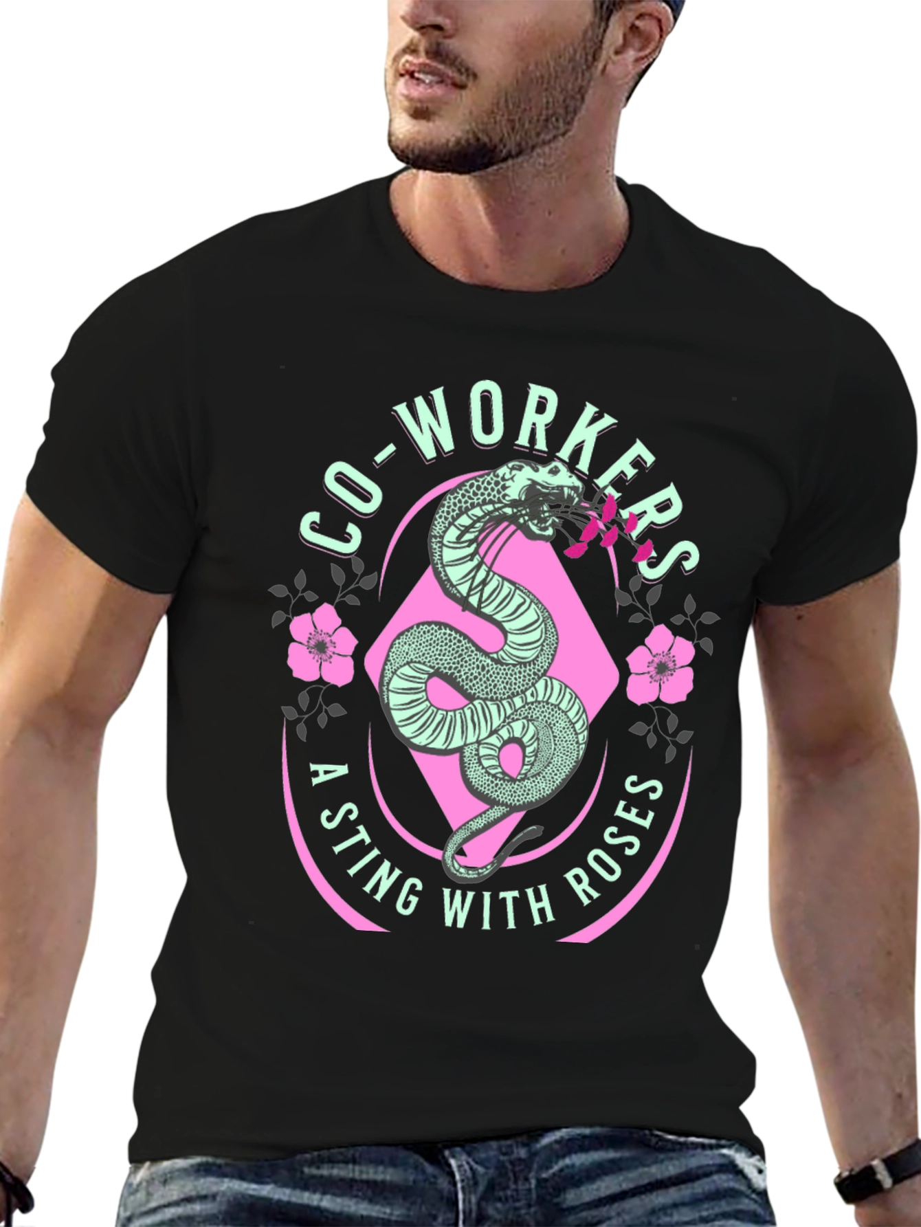 Co-workers A Sting With Roses Graphic T-Shirt