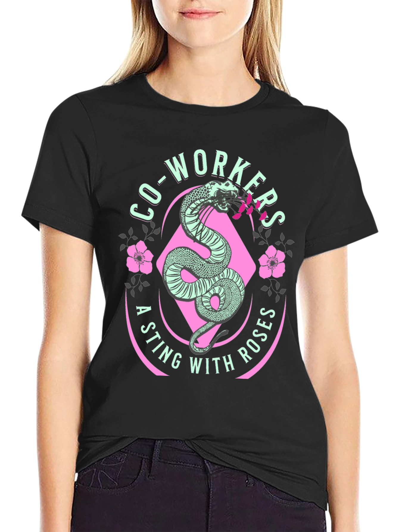 Co-workers A Sting With Roses Graphic T-Shirt