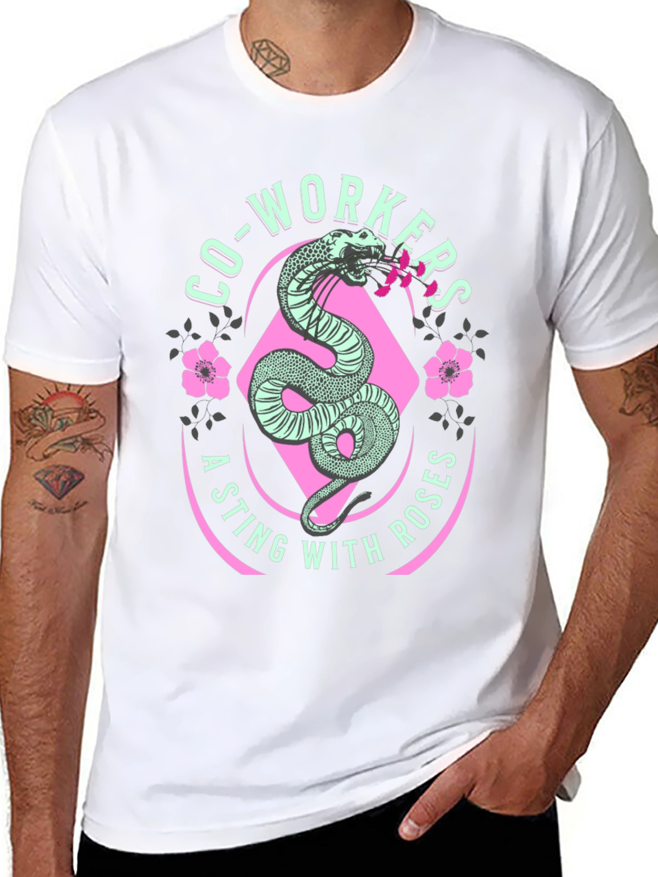 Co-workers A Sting With Roses Graphic T-Shirt