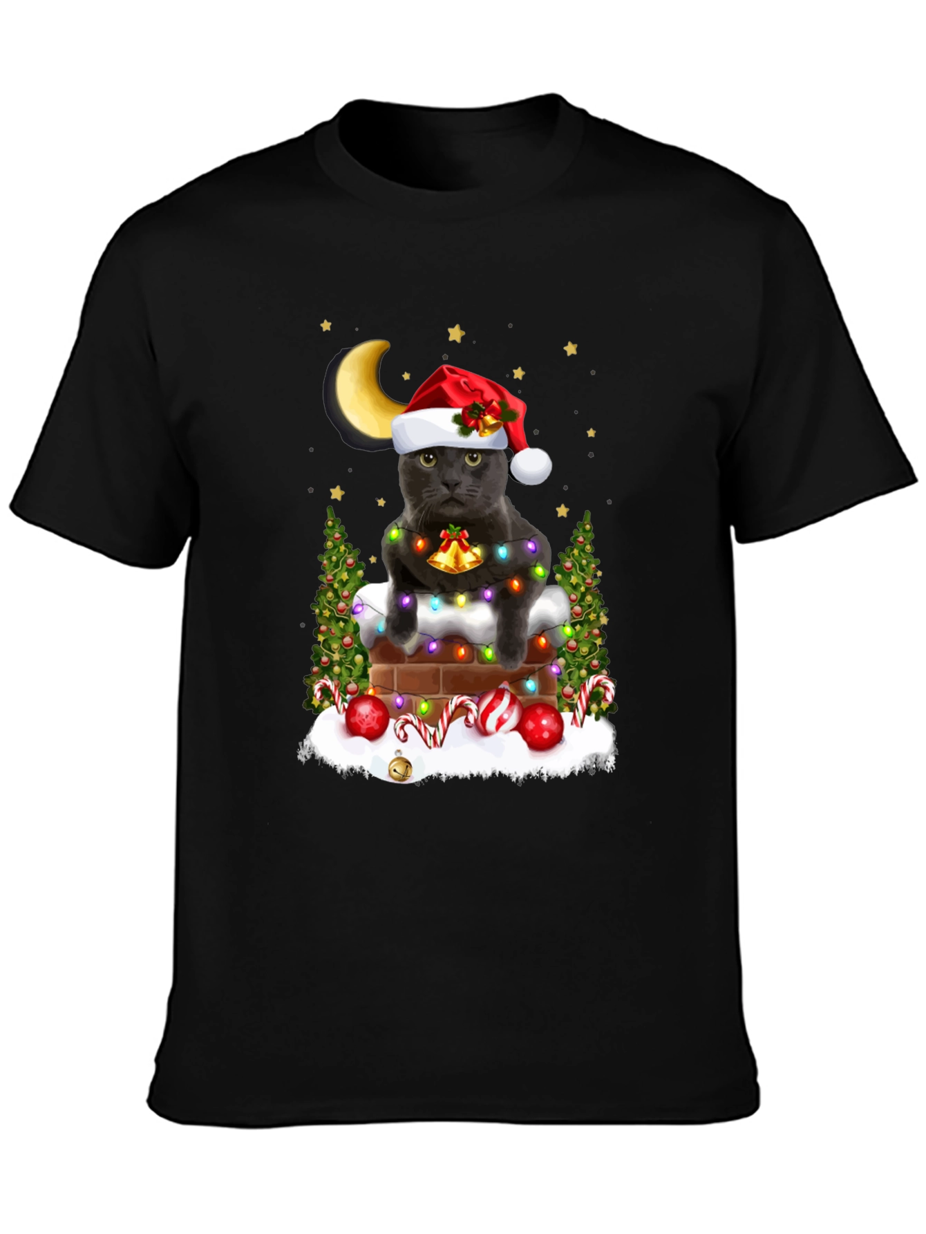 Festive Cat in Chimney T-Shirt