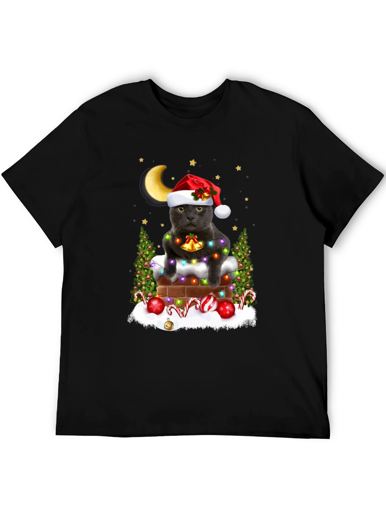 Festive Cat in Chimney T-Shirt