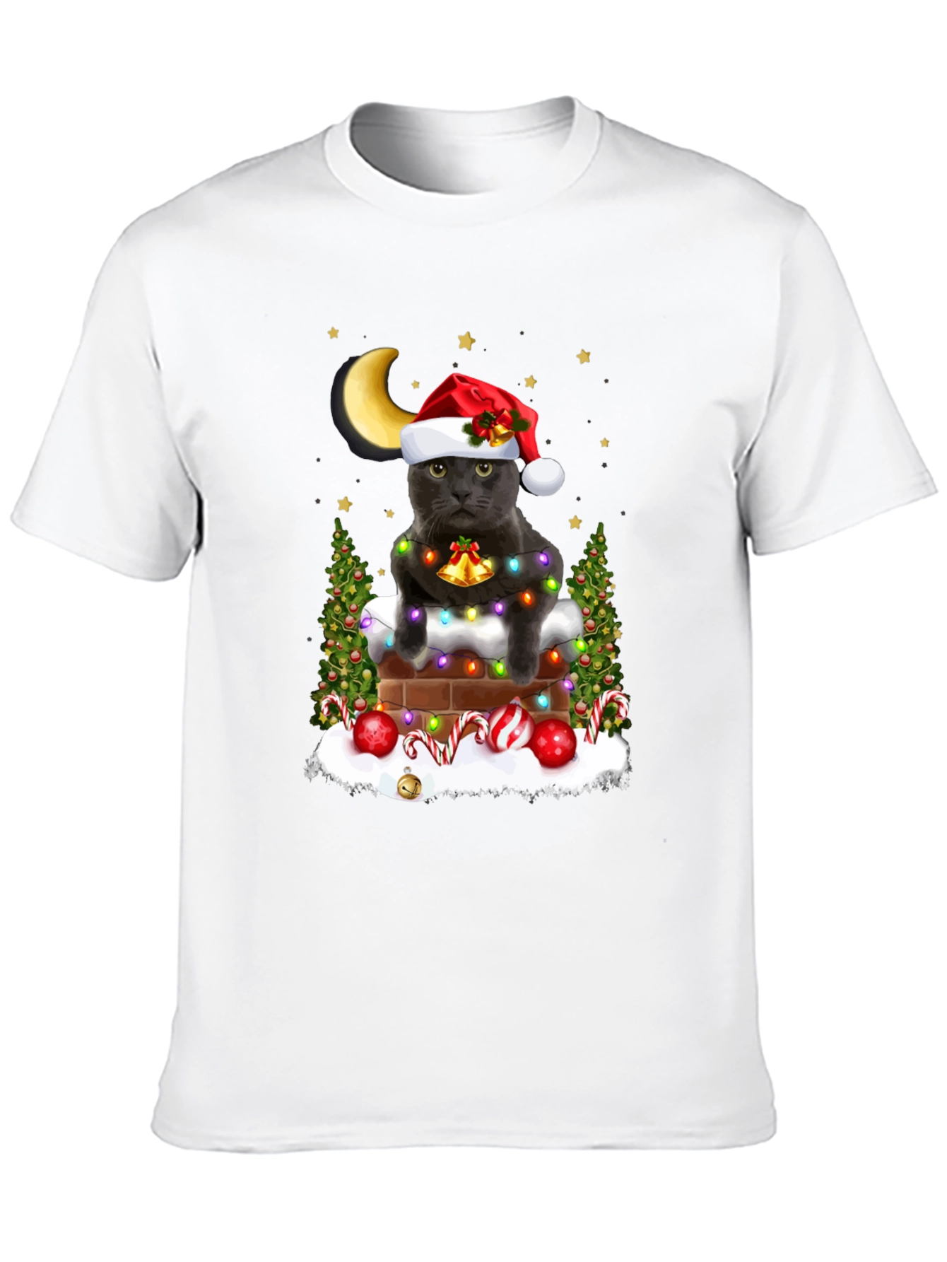 Festive Cat in Chimney T-Shirt