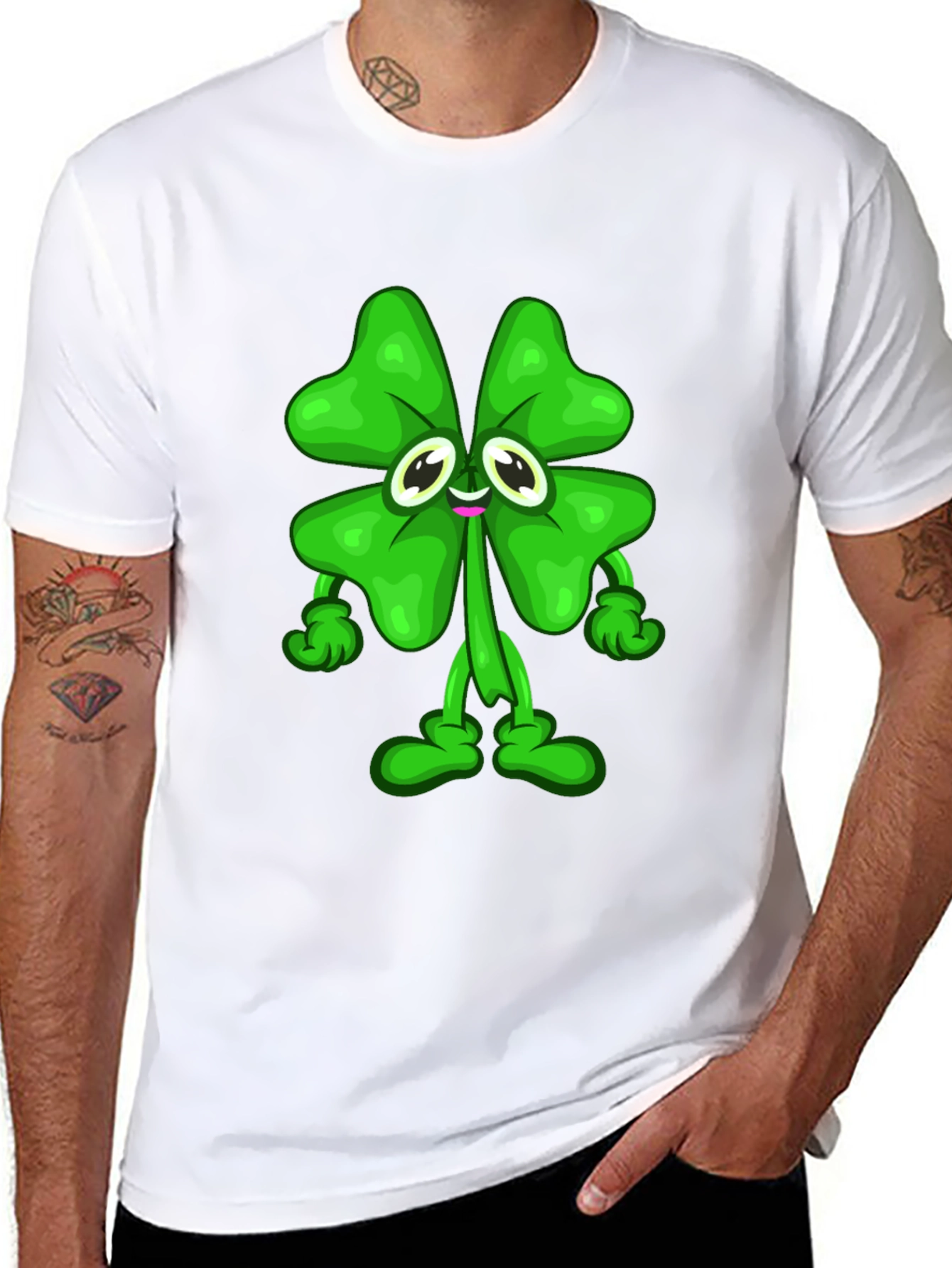 Lucky Clover Cartoon Graphic Tee