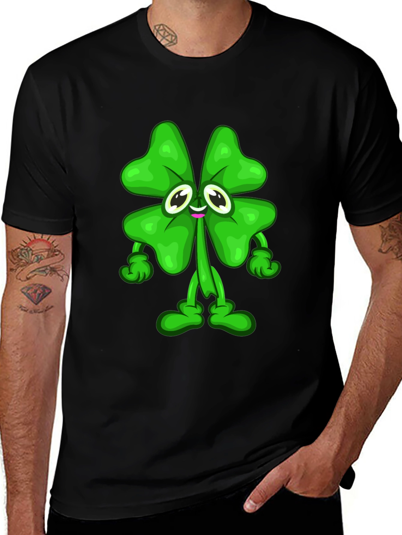Lucky Clover Cartoon Graphic Tee