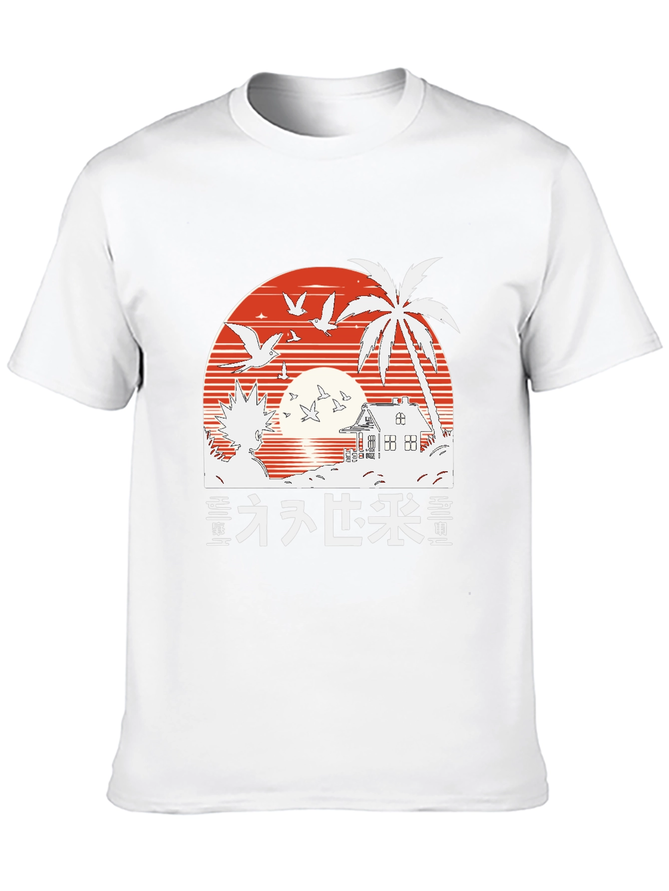 Retro Anime T-Shirt | Sunset Beach Palm
