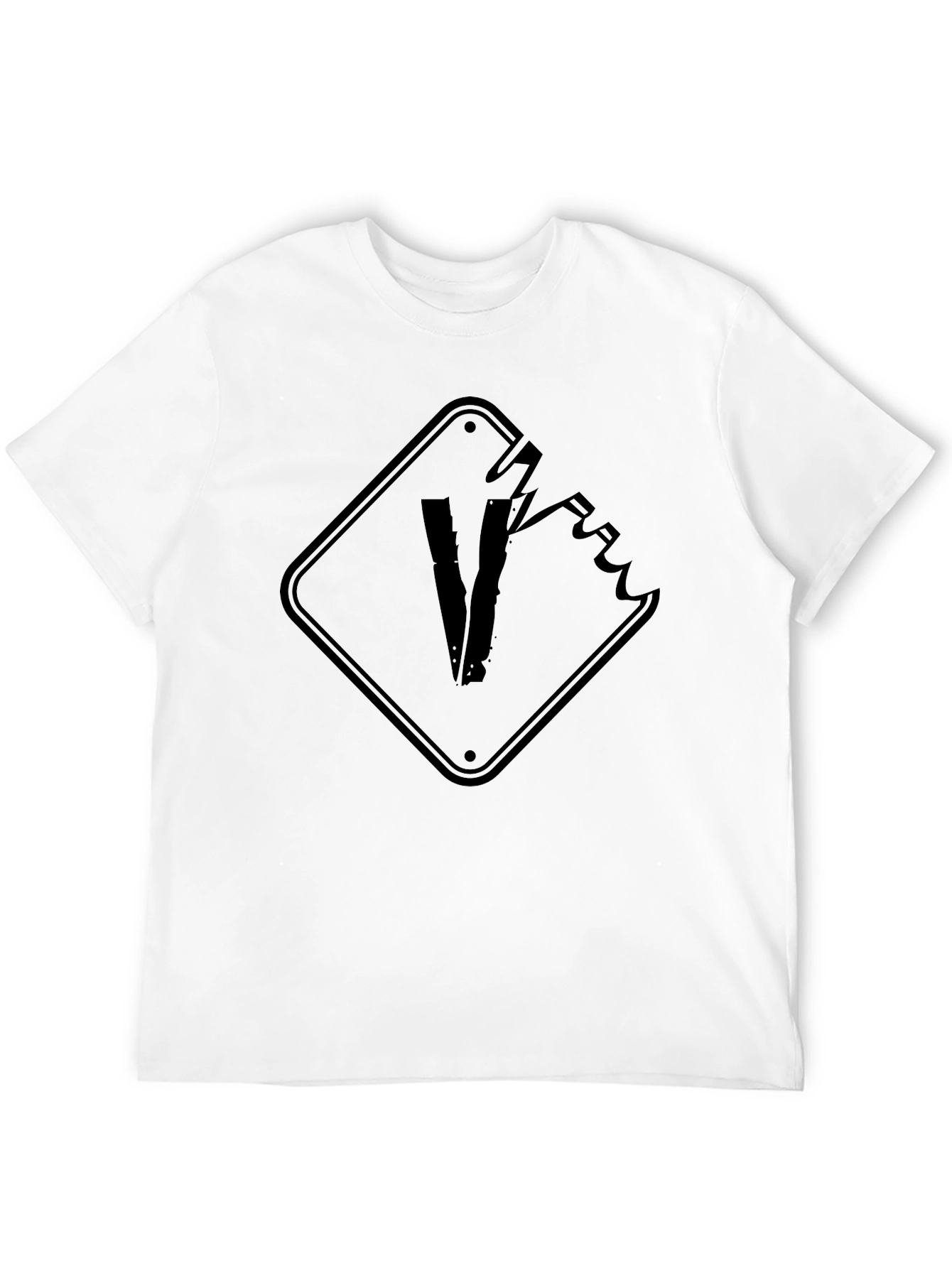 Black Graphic Tee - Broken Sign