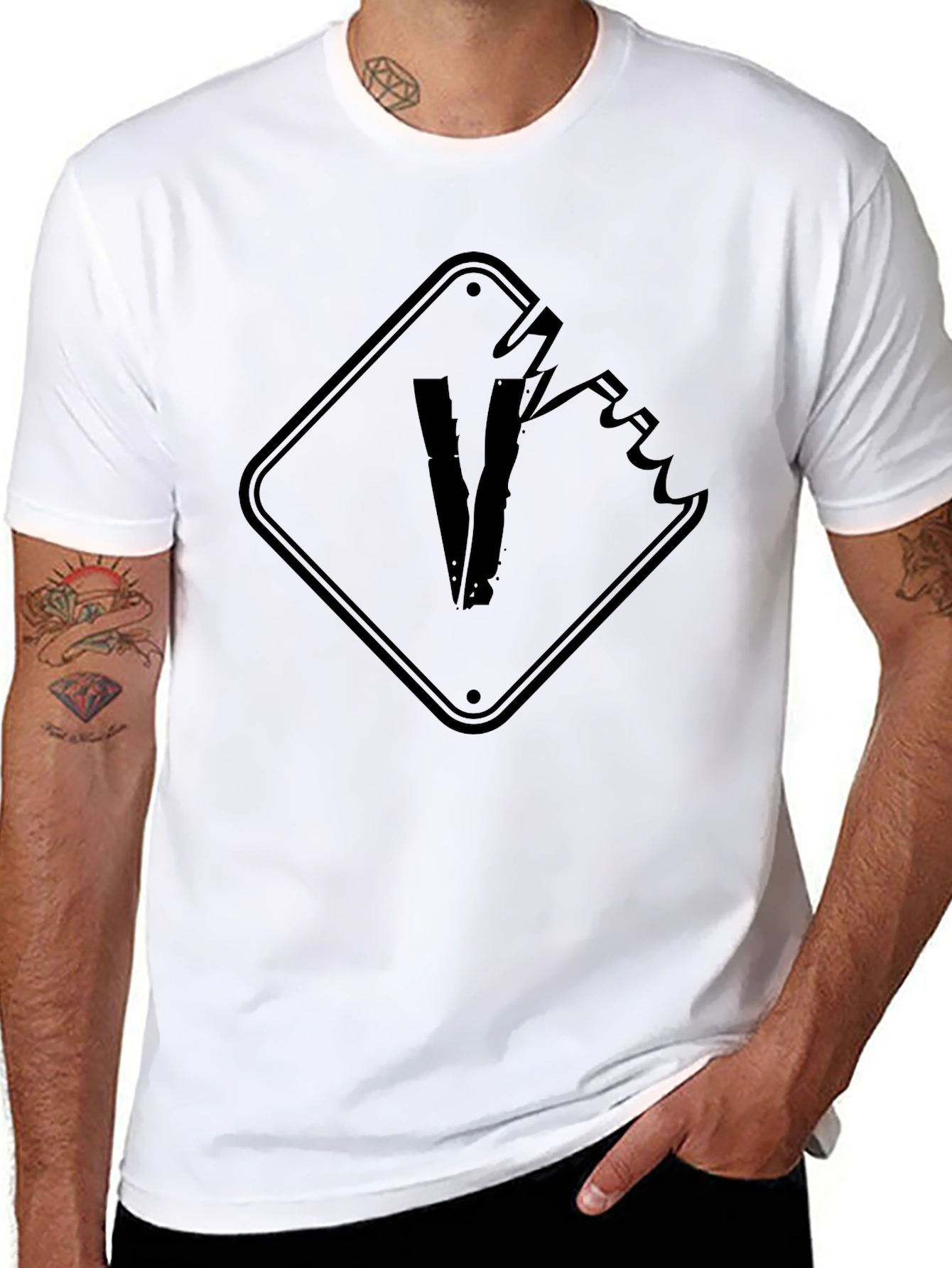 Black Graphic Tee - Broken Sign