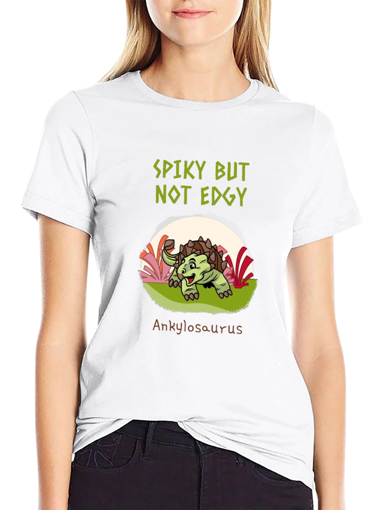 Spiky But Not Edgy Ankylosaurus Black T-Shirt