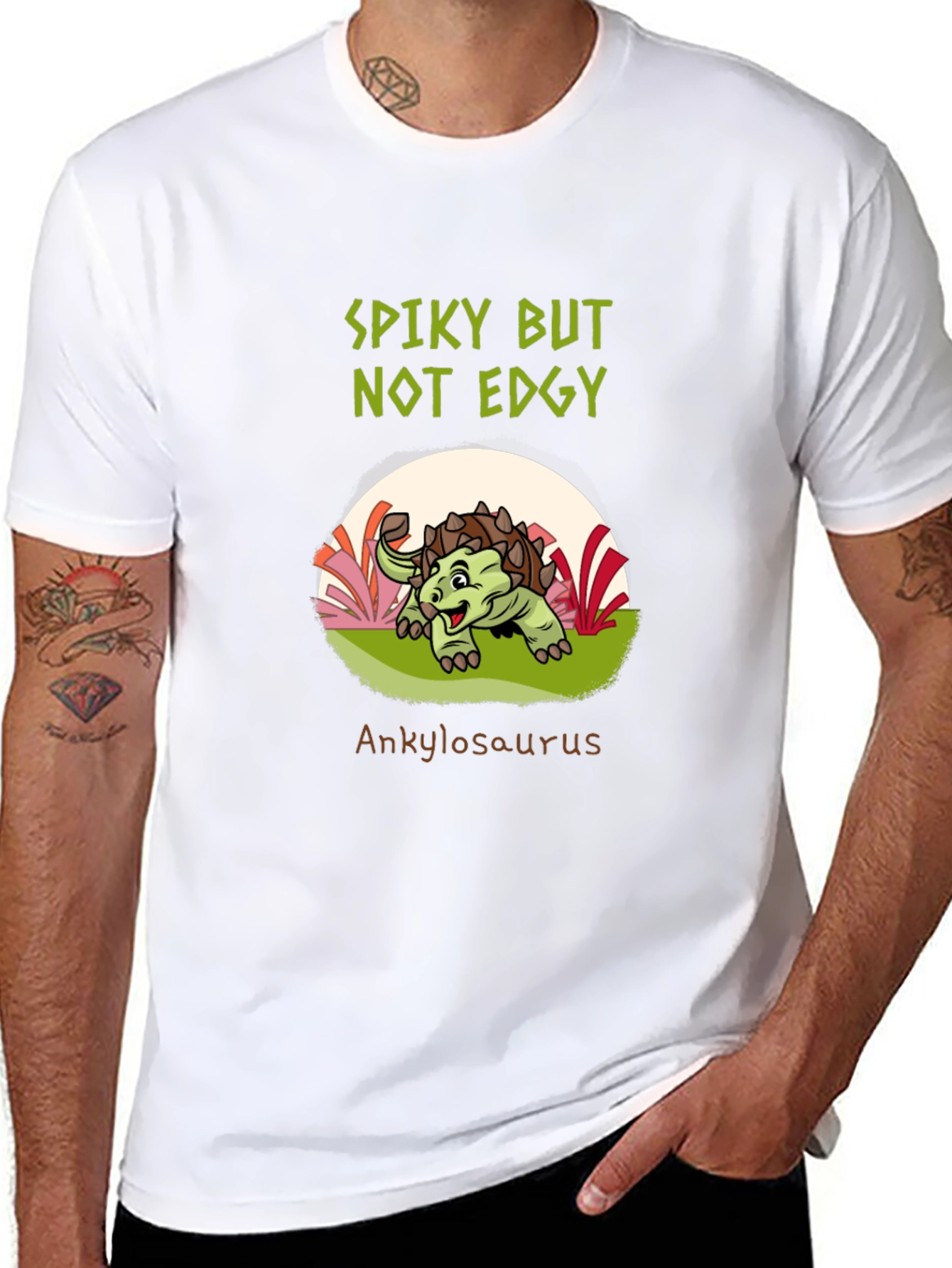 Spiky But Not Edgy Ankylosaurus Black T-Shirt