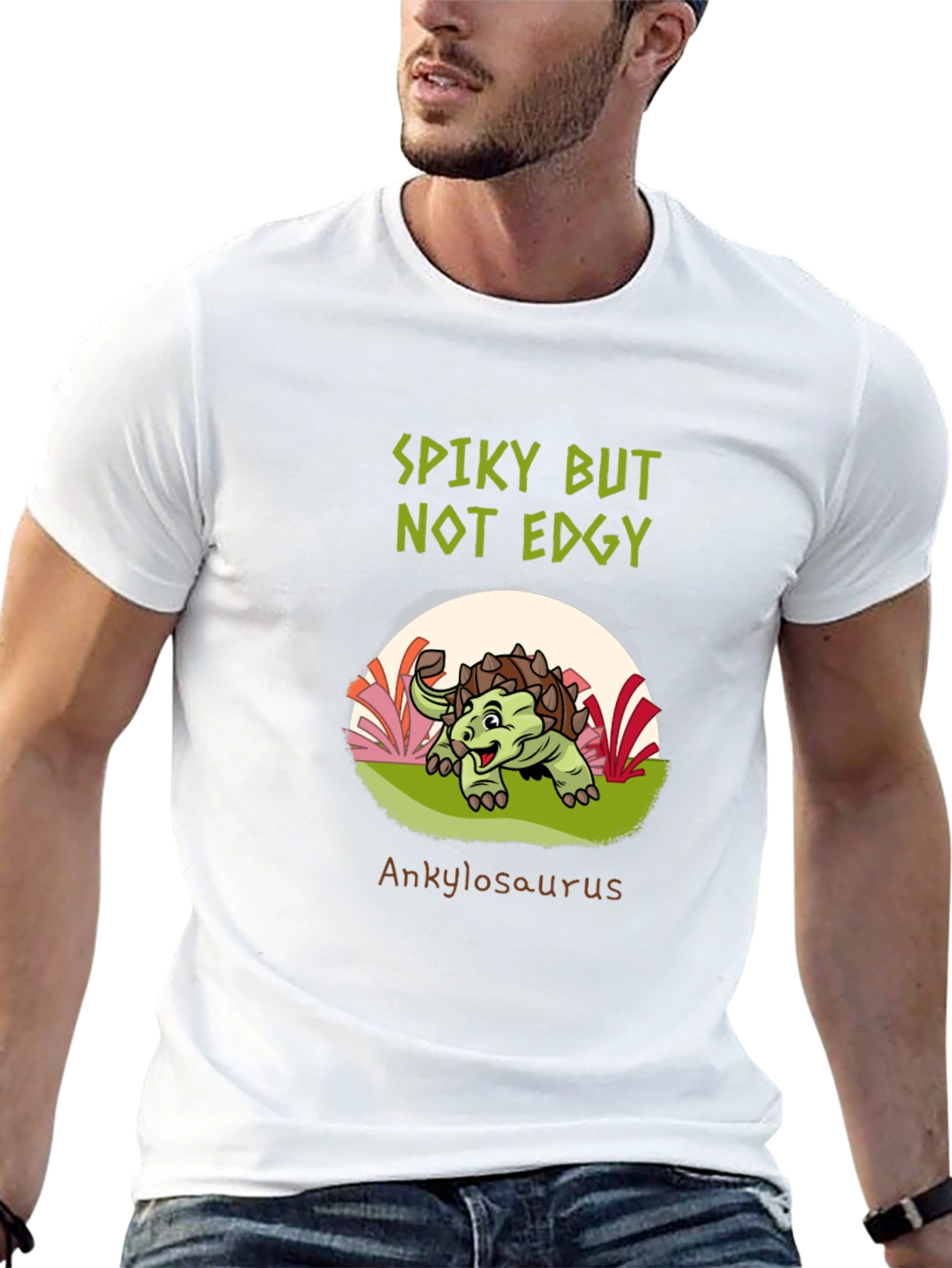 Spiky But Not Edgy Ankylosaurus Black T-Shirt