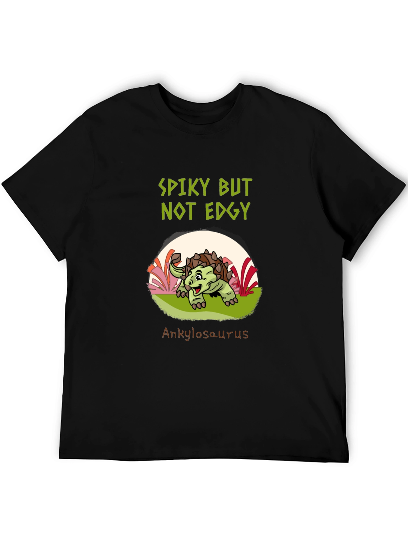 Spiky But Not Edgy Ankylosaurus Black T-Shirt
