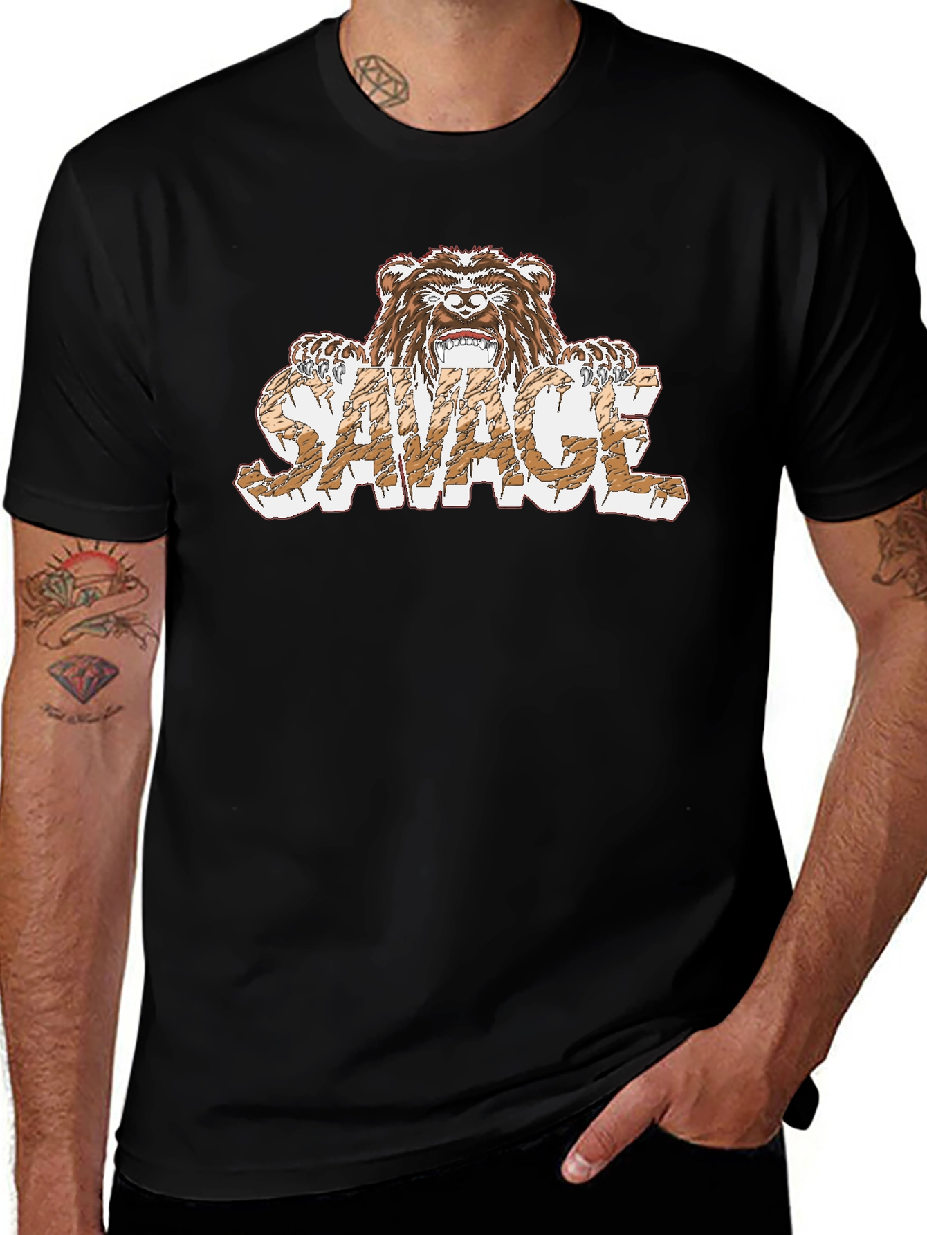 Savage Bear Graphic T-Shirt - Mens Black Tee