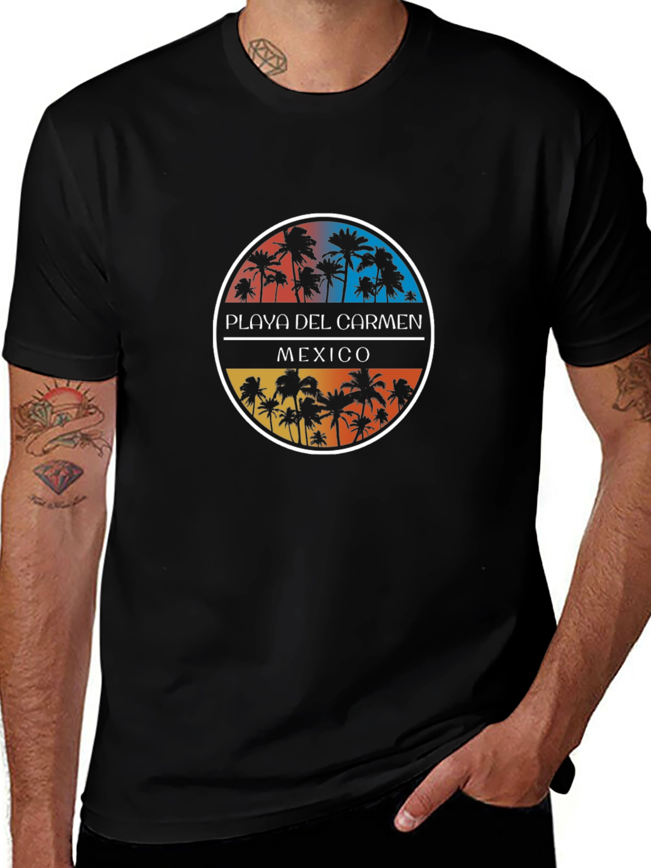 Playa Del Carmen Mexico Palm Tree Graphic T-Shirt