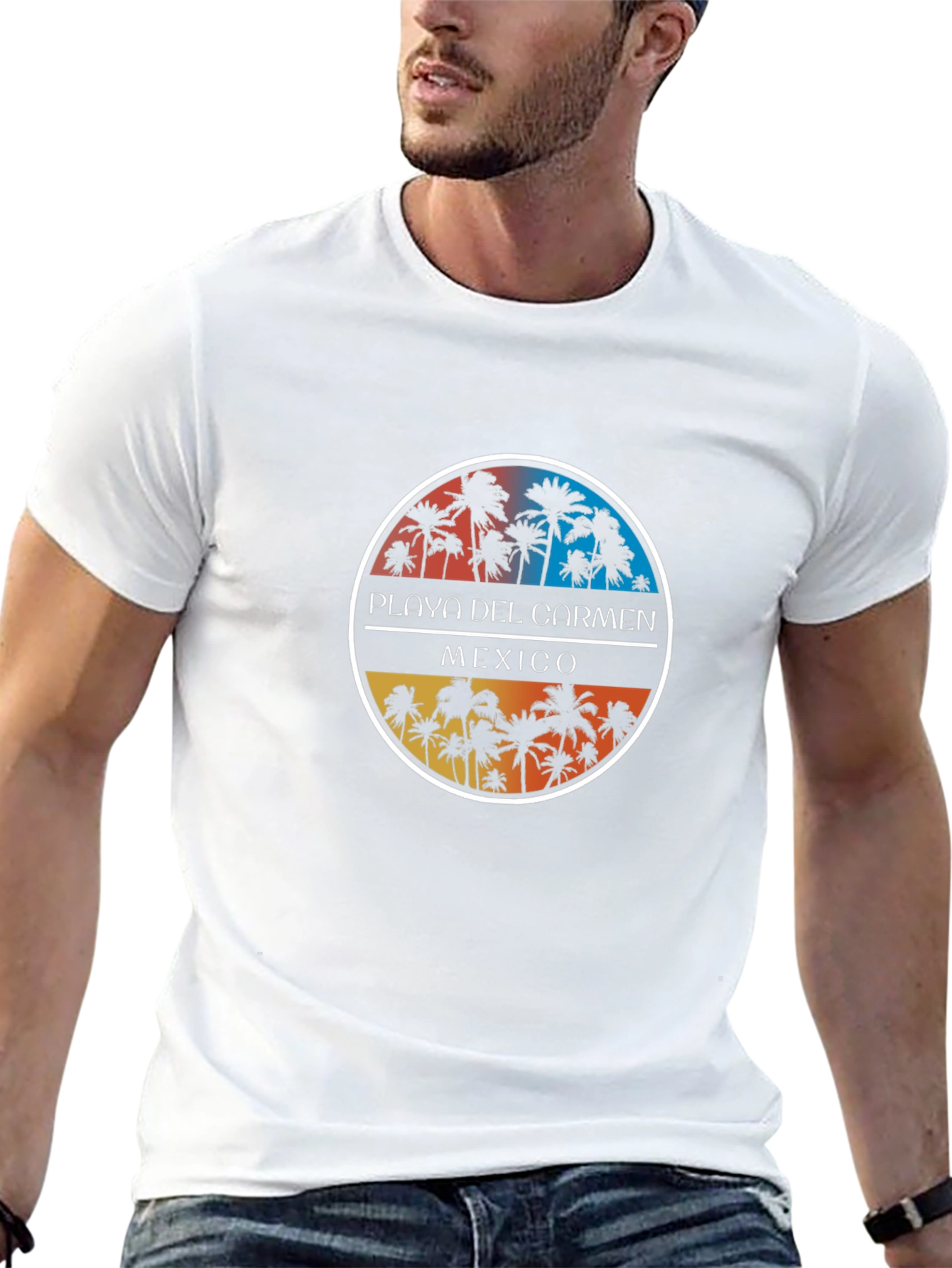Playa Del Carmen Mexico Palm Tree Graphic T-Shirt