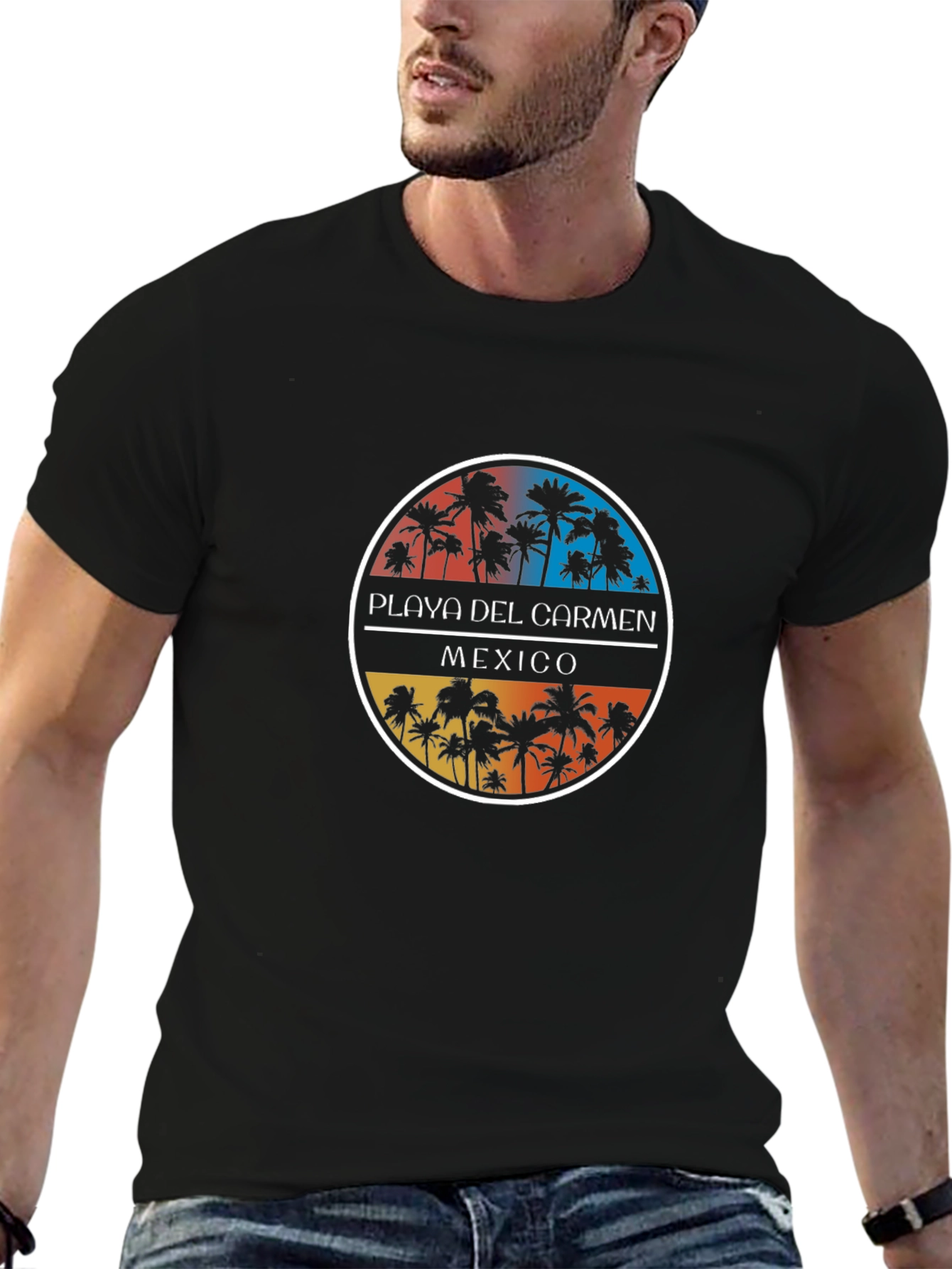 Playa Del Carmen Mexico Palm Tree Graphic T-Shirt