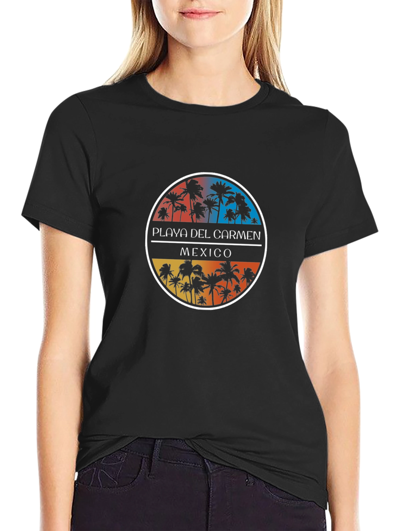 Playa Del Carmen Mexico Palm Tree Graphic T-Shirt