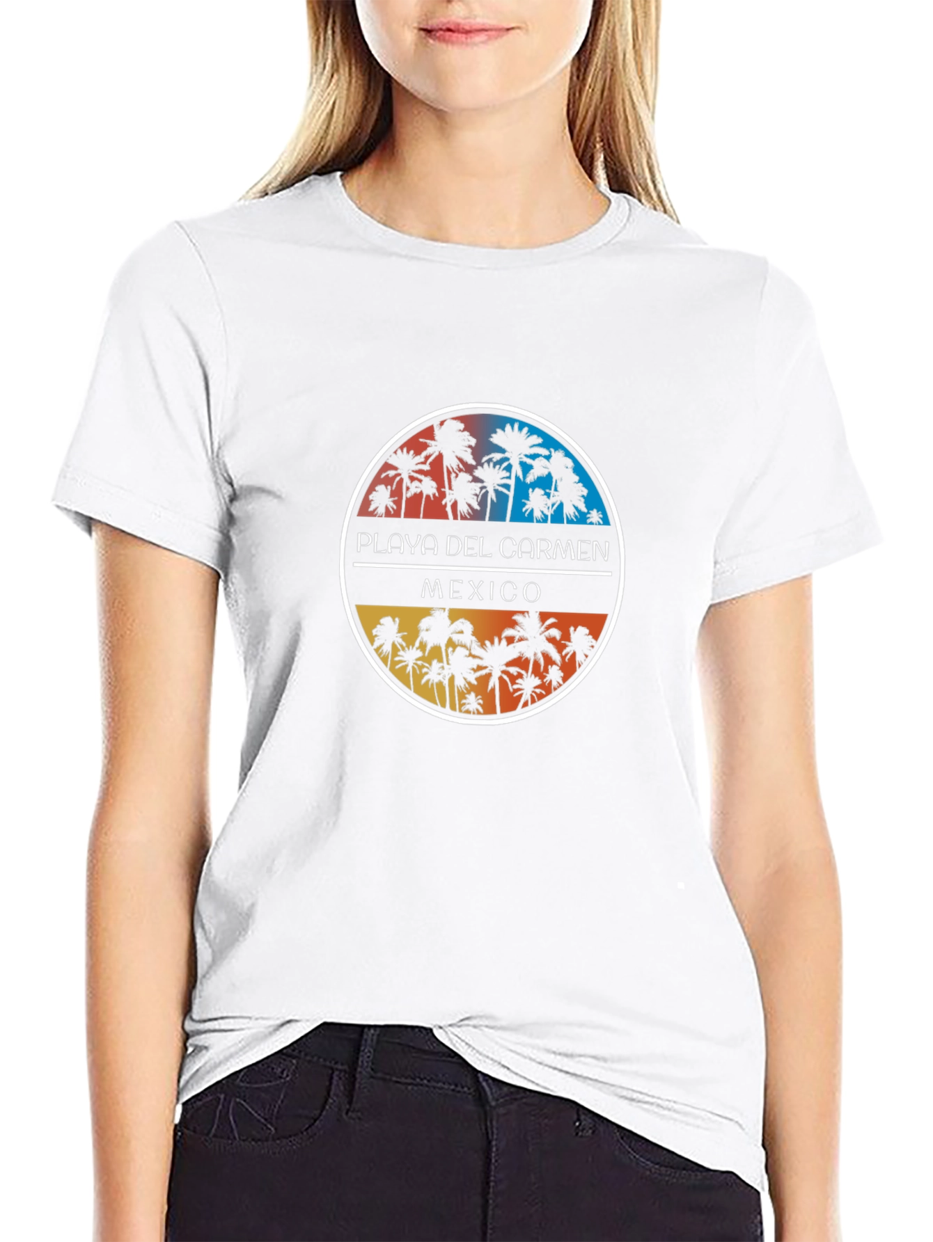 Playa Del Carmen Mexico Palm Tree Graphic T-Shirt