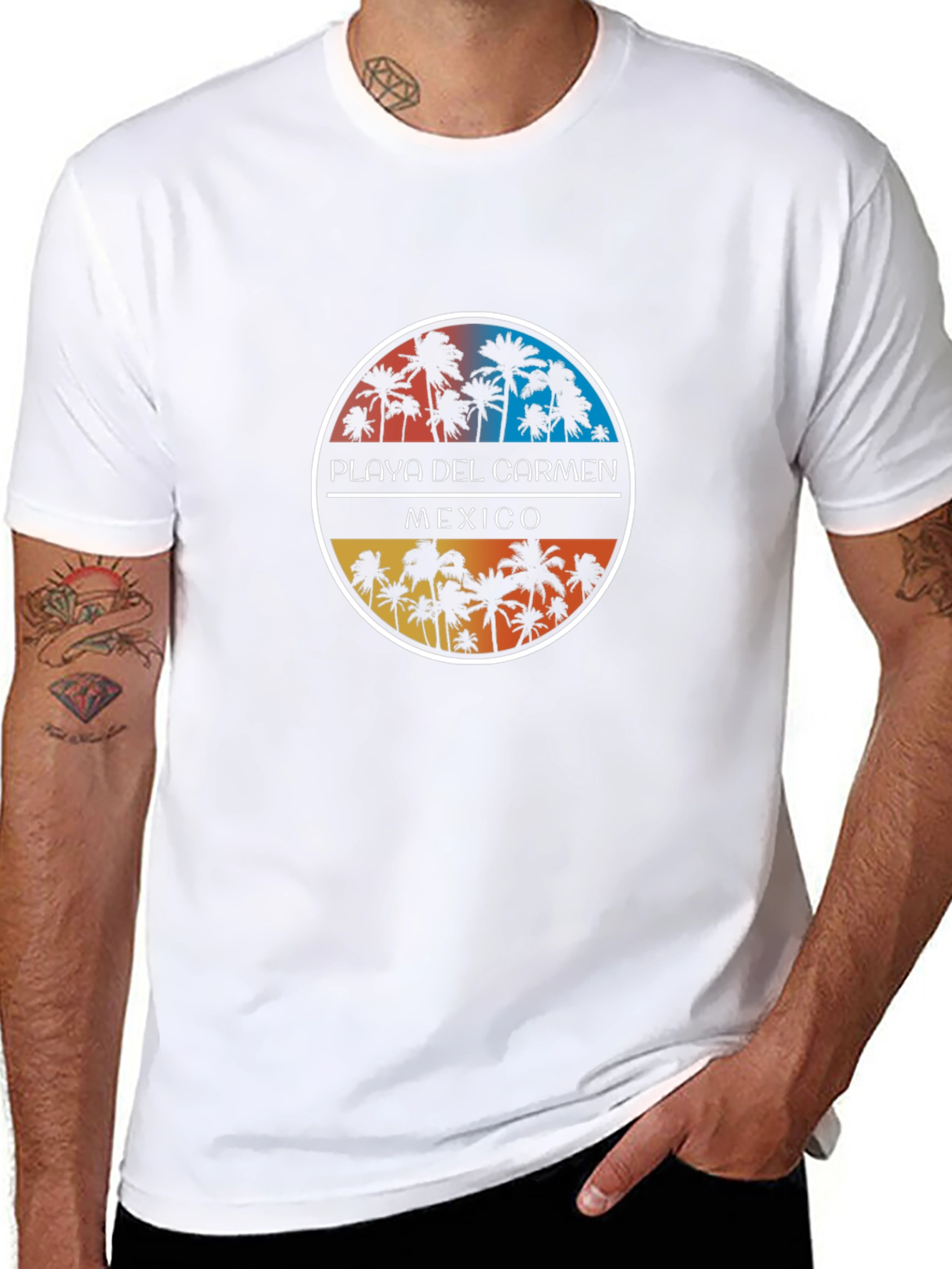 Playa Del Carmen Mexico Palm Tree Graphic T-Shirt