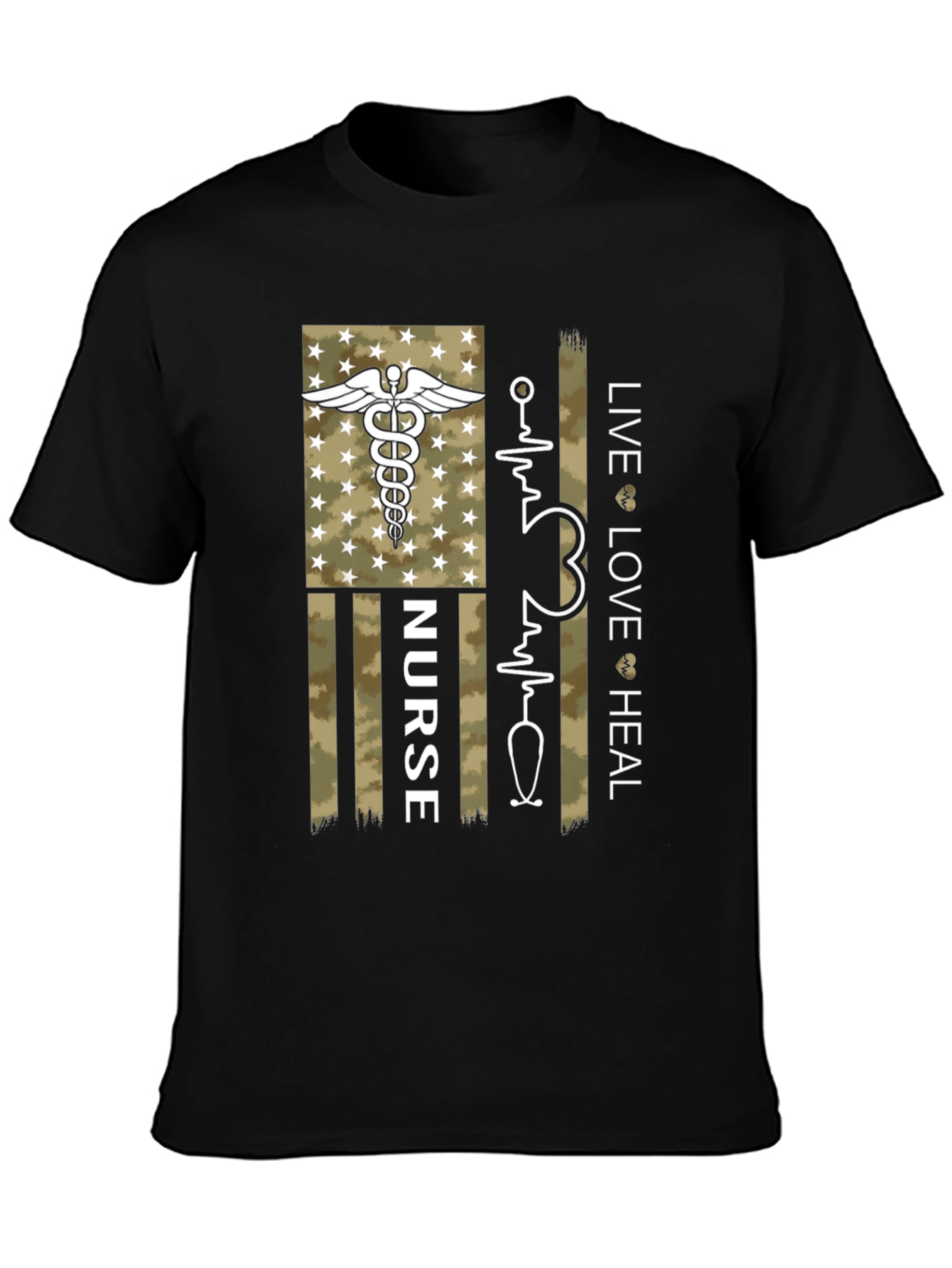 Nurse American Flag Graphic Tee - Live Love Heal