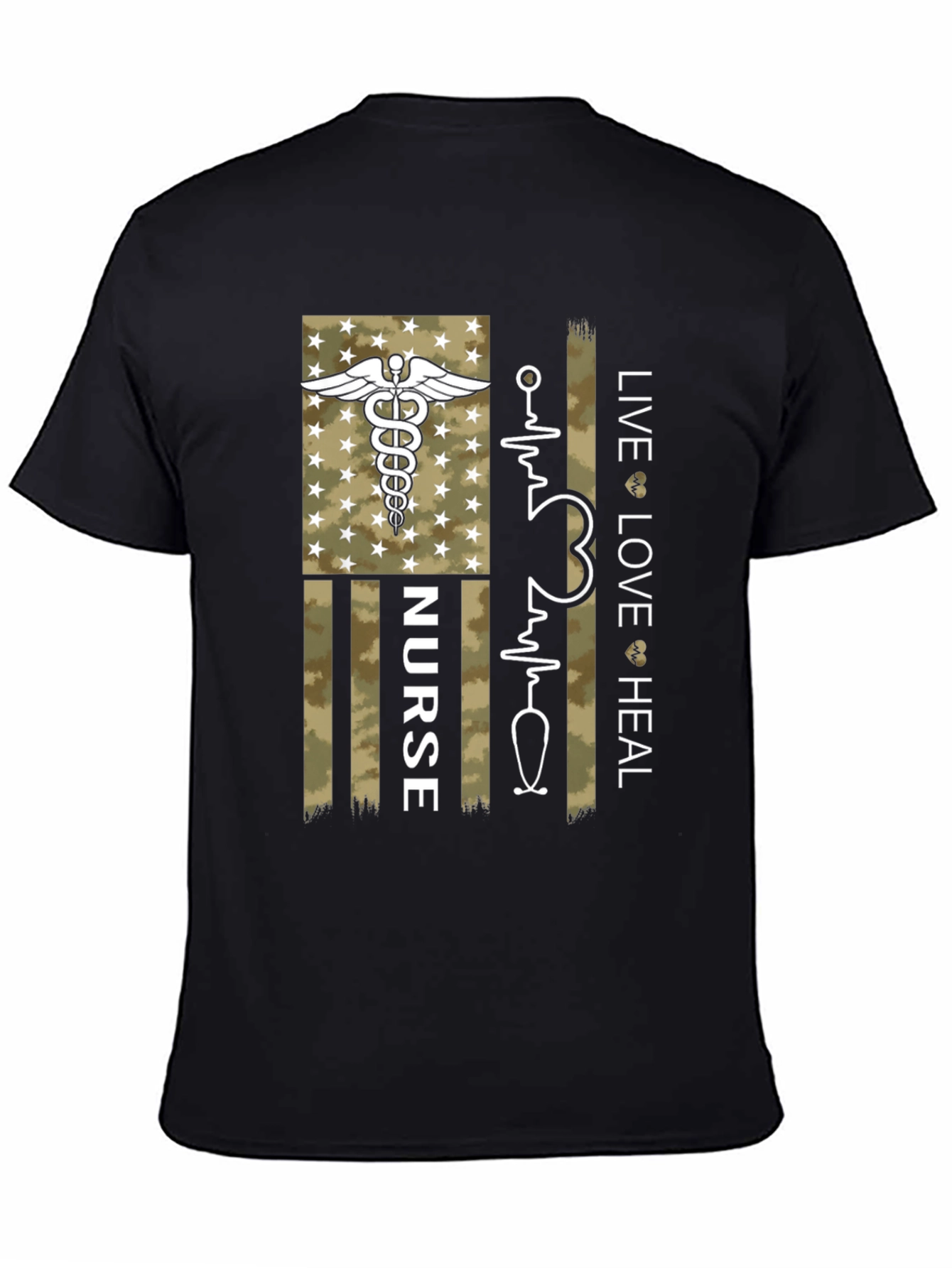 Nurse American Flag Graphic Tee - Live Love Heal