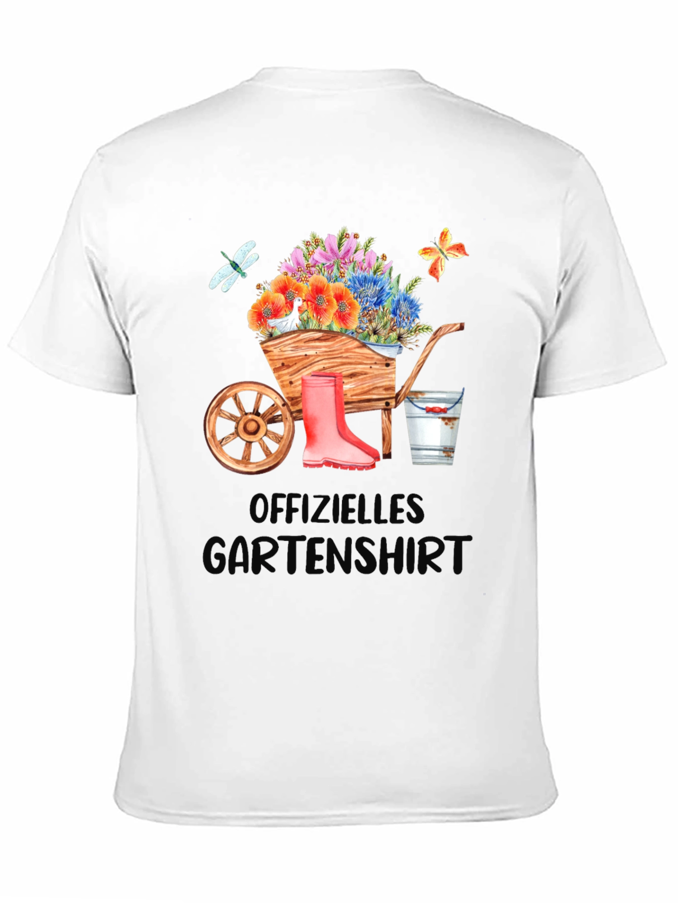Gardening T-Shirt with Wheelbarrow Design