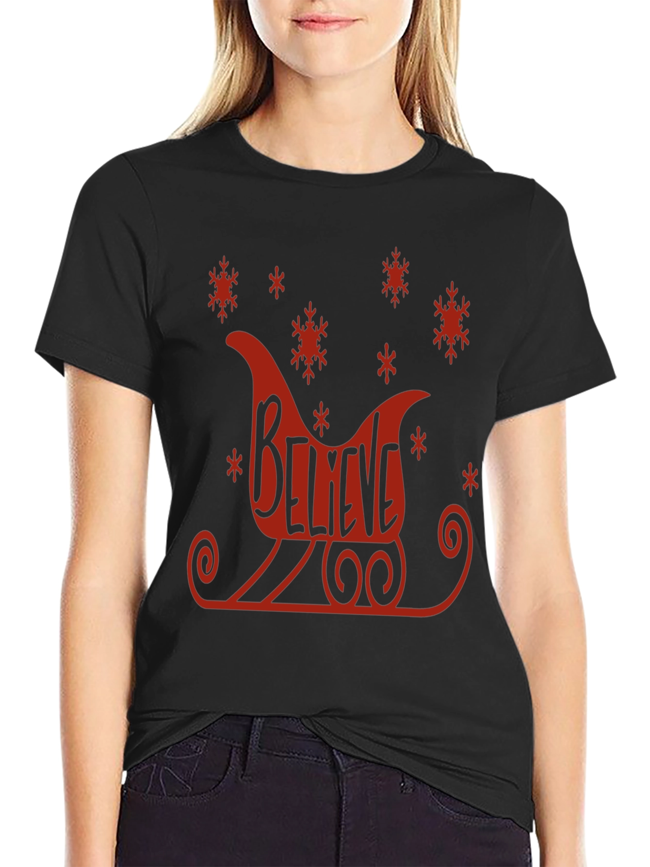 Believe Sleigh Graphic Tee - Holiday Cheer T-Shirt