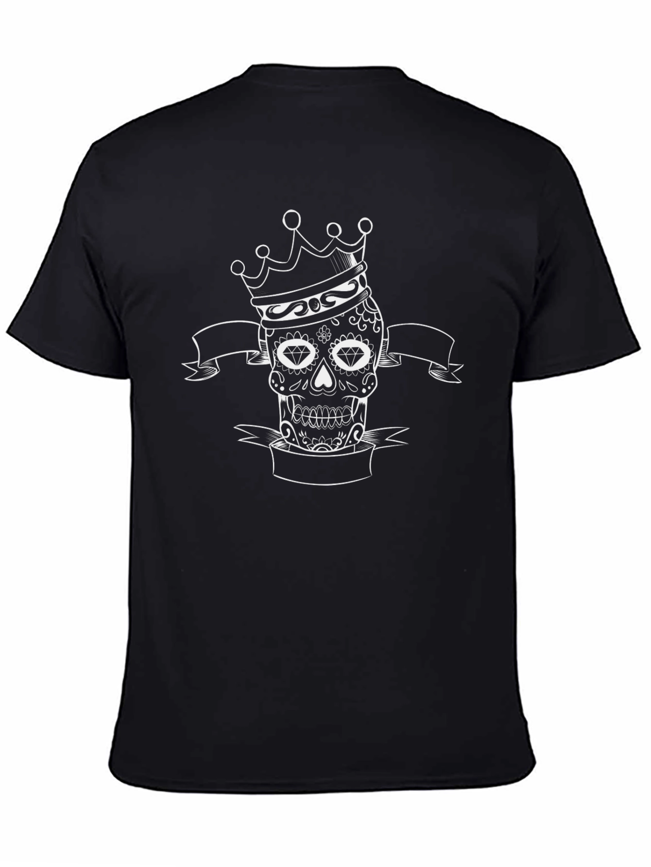 Crowned Sugar Skull Mens Black T-Shirt