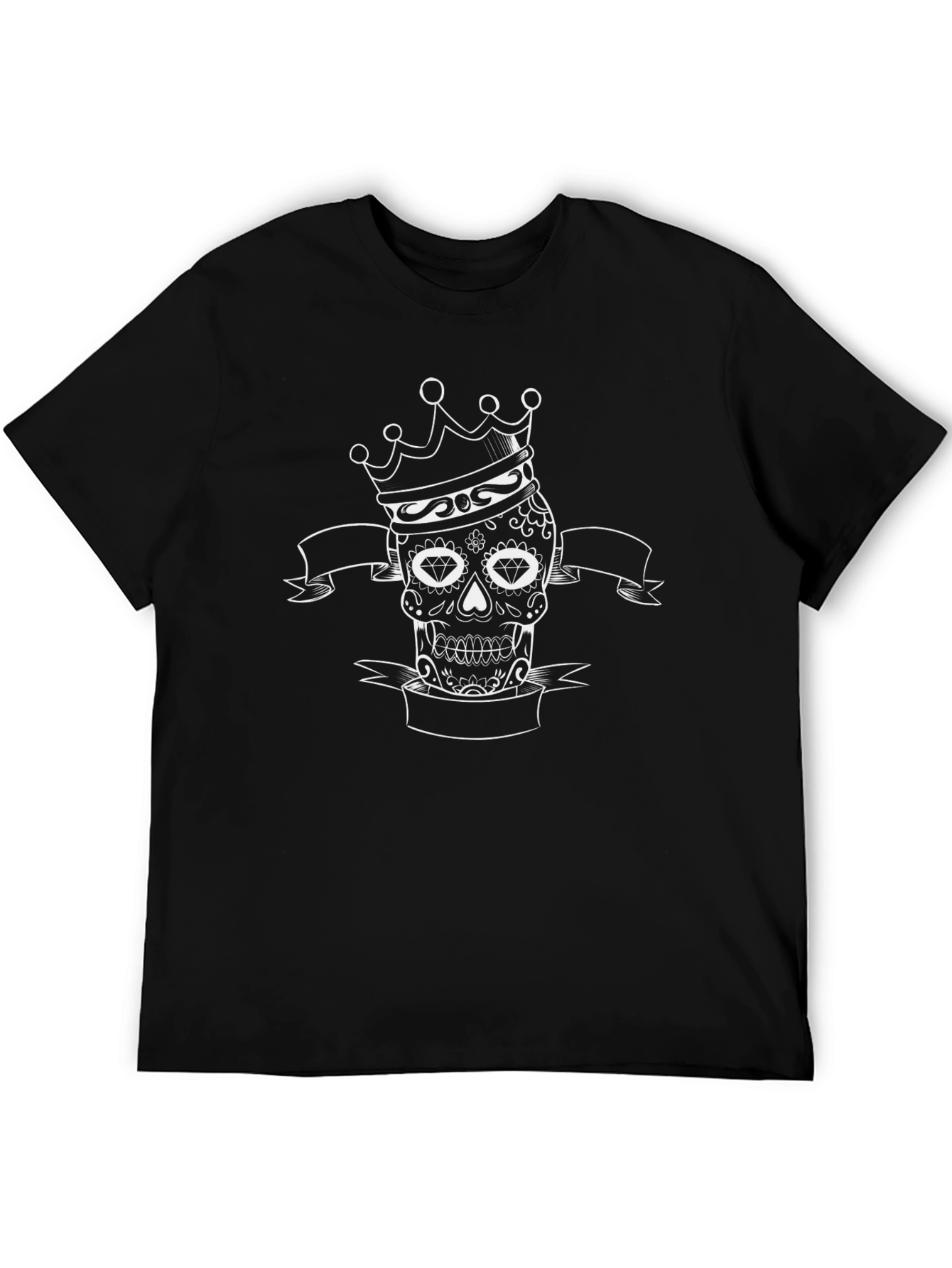 Crowned Sugar Skull Mens Black T-Shirt