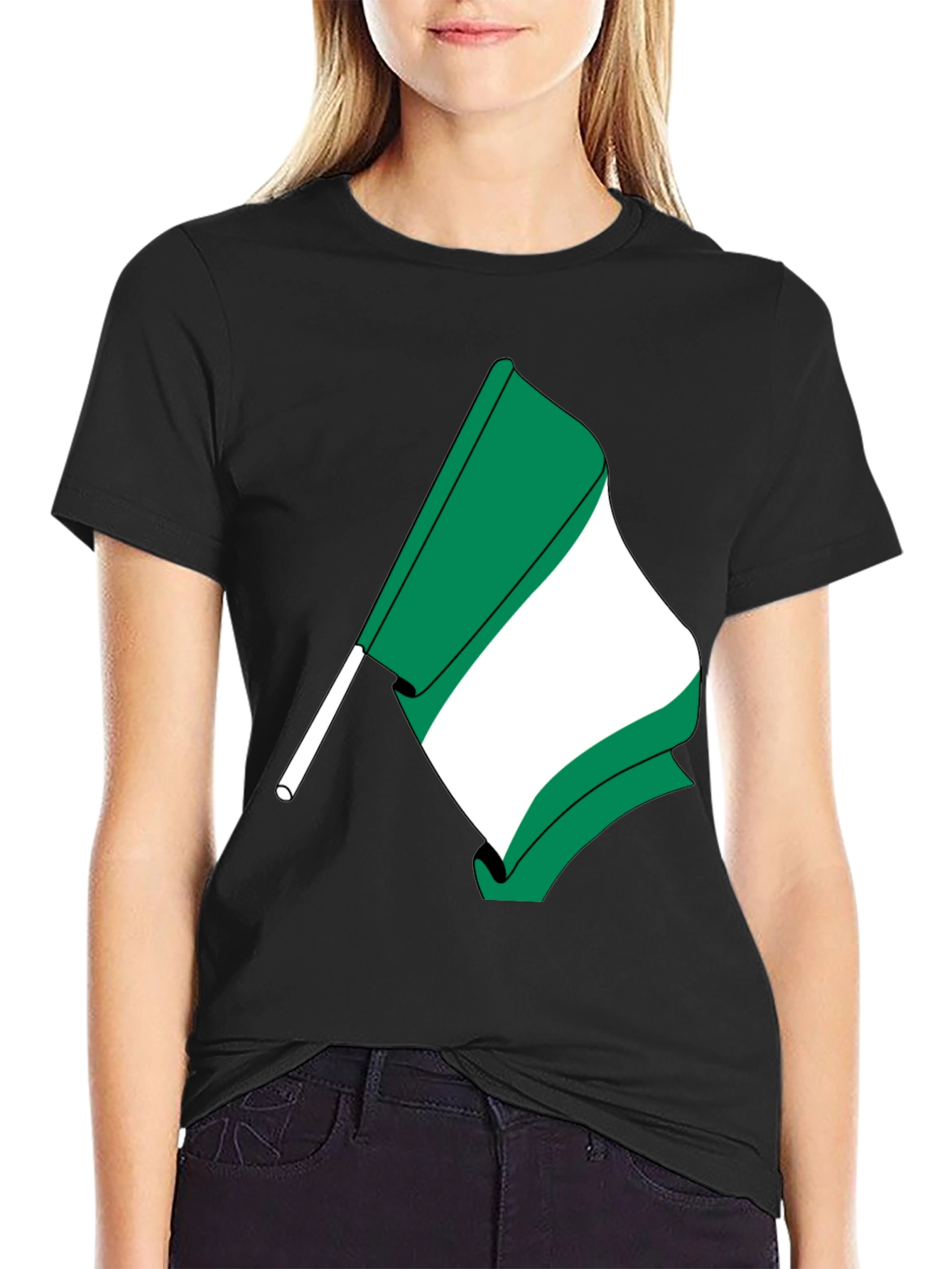 Nigeria Flag Graphic T-Shirt - Black Crew Neck Tee