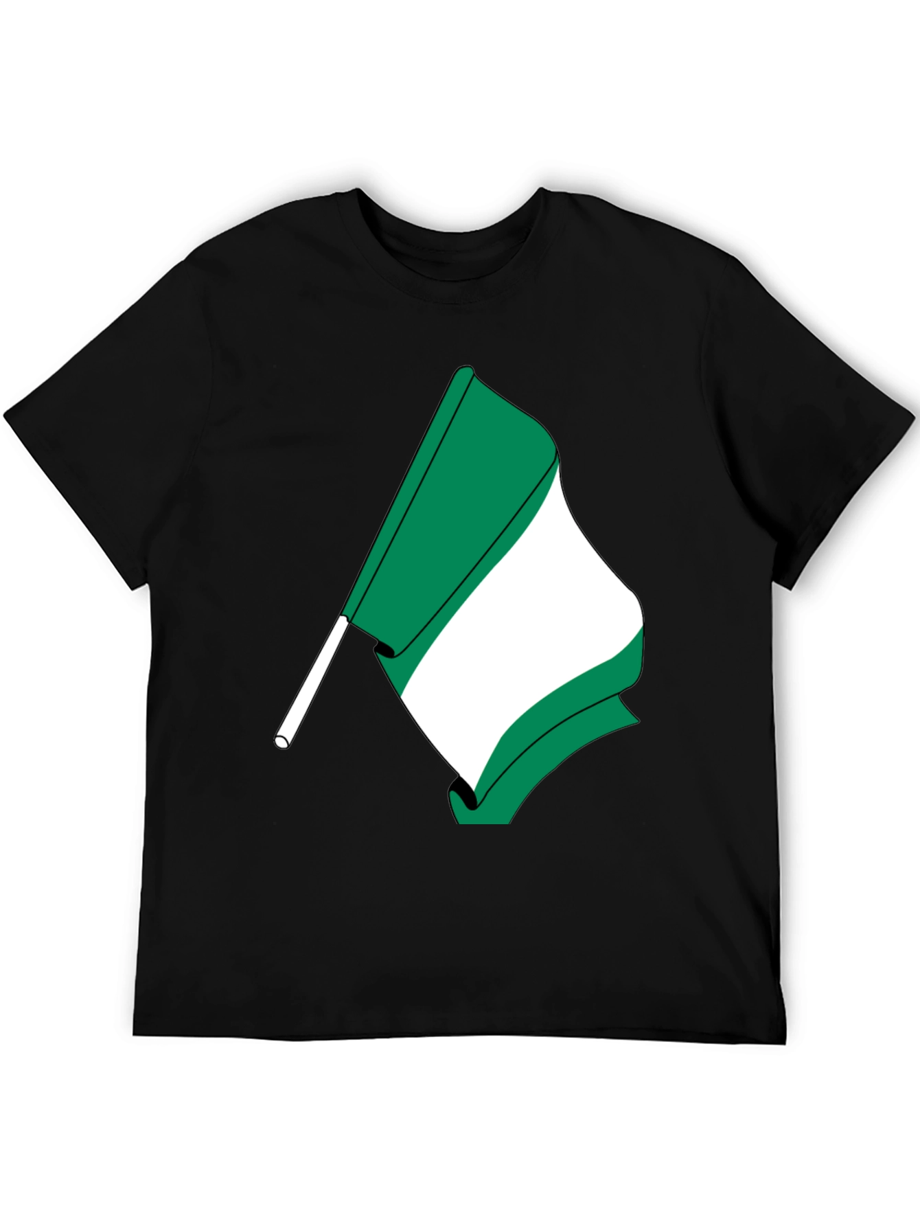 Nigeria Flag Graphic T-Shirt - Black Crew Neck Tee