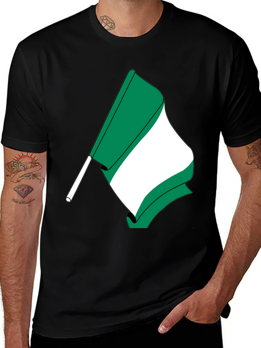 Nigeria Flag Graphic T-Shirt - Black Crew Neck Tee