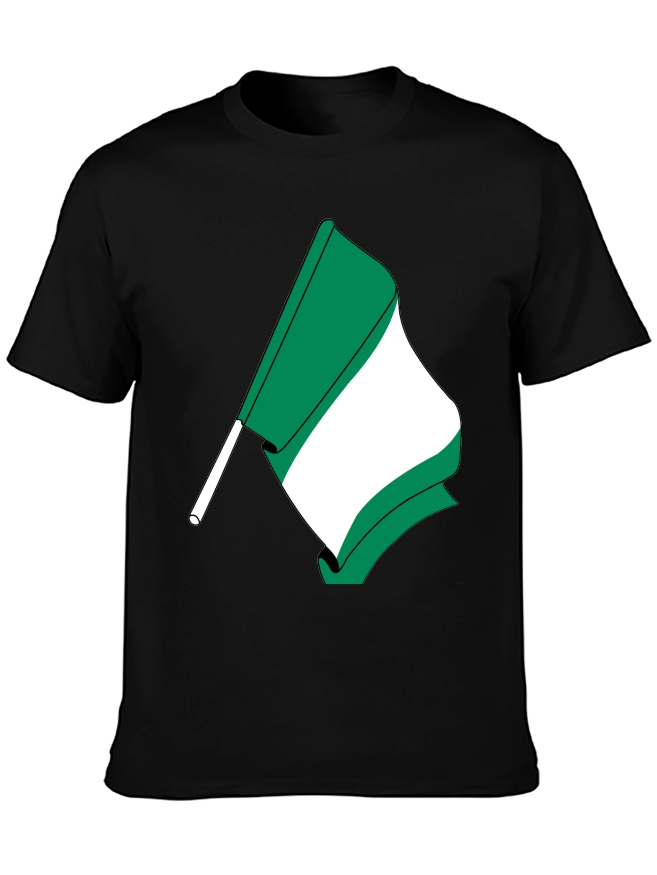 Nigeria Flag Graphic T-Shirt - Black Crew Neck Tee