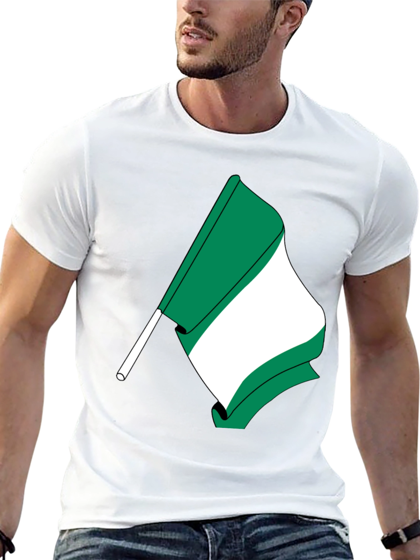 Nigeria Flag Graphic T-Shirt - Black Crew Neck Tee
