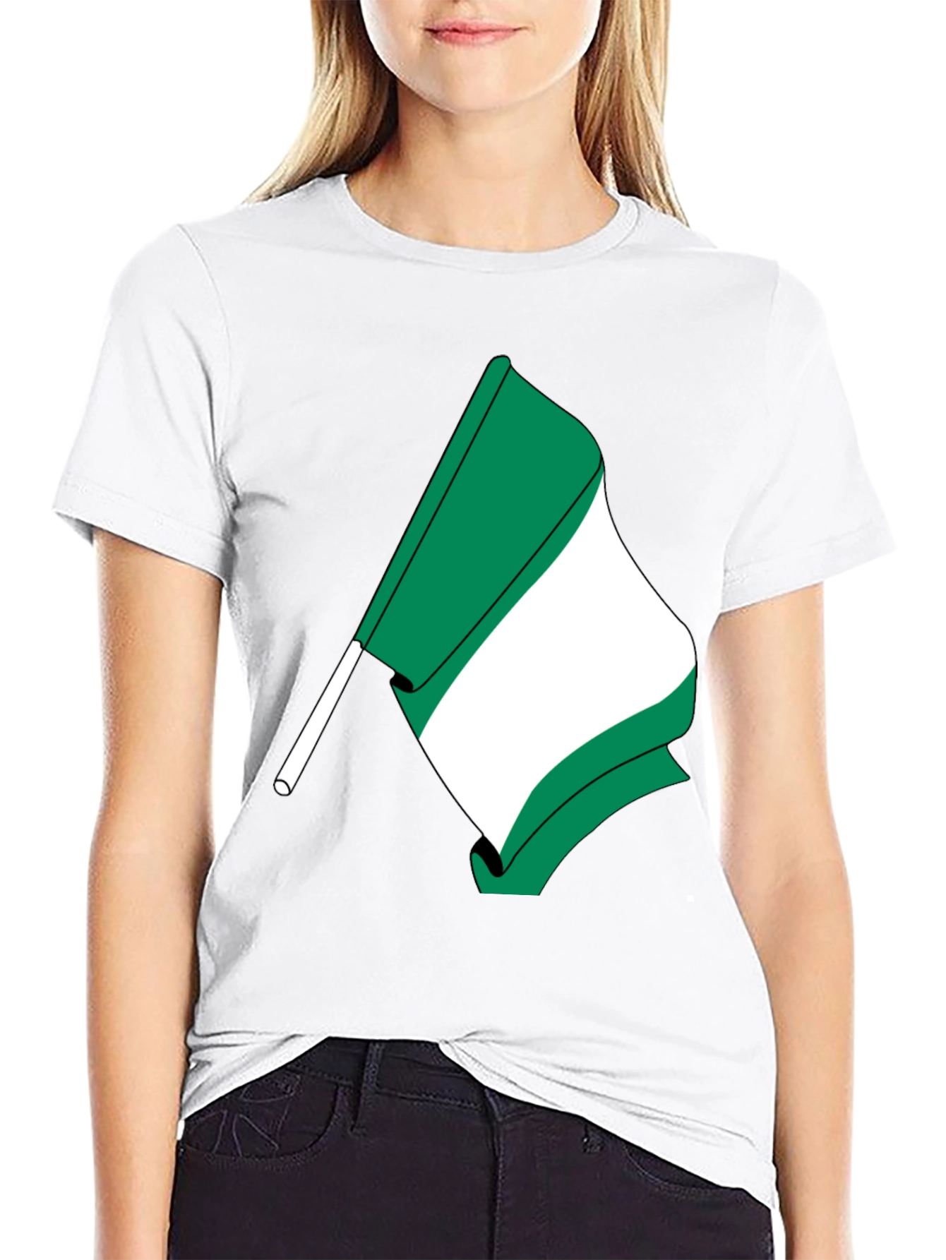 Nigeria Flag Graphic T-Shirt - Black Crew Neck Tee