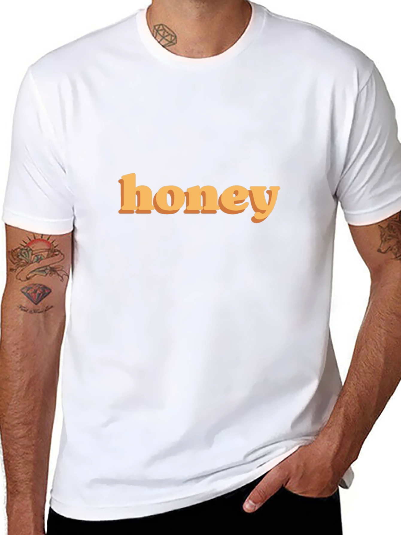 Honey Graphic Print Tee - Trendy Casual T-Shirt