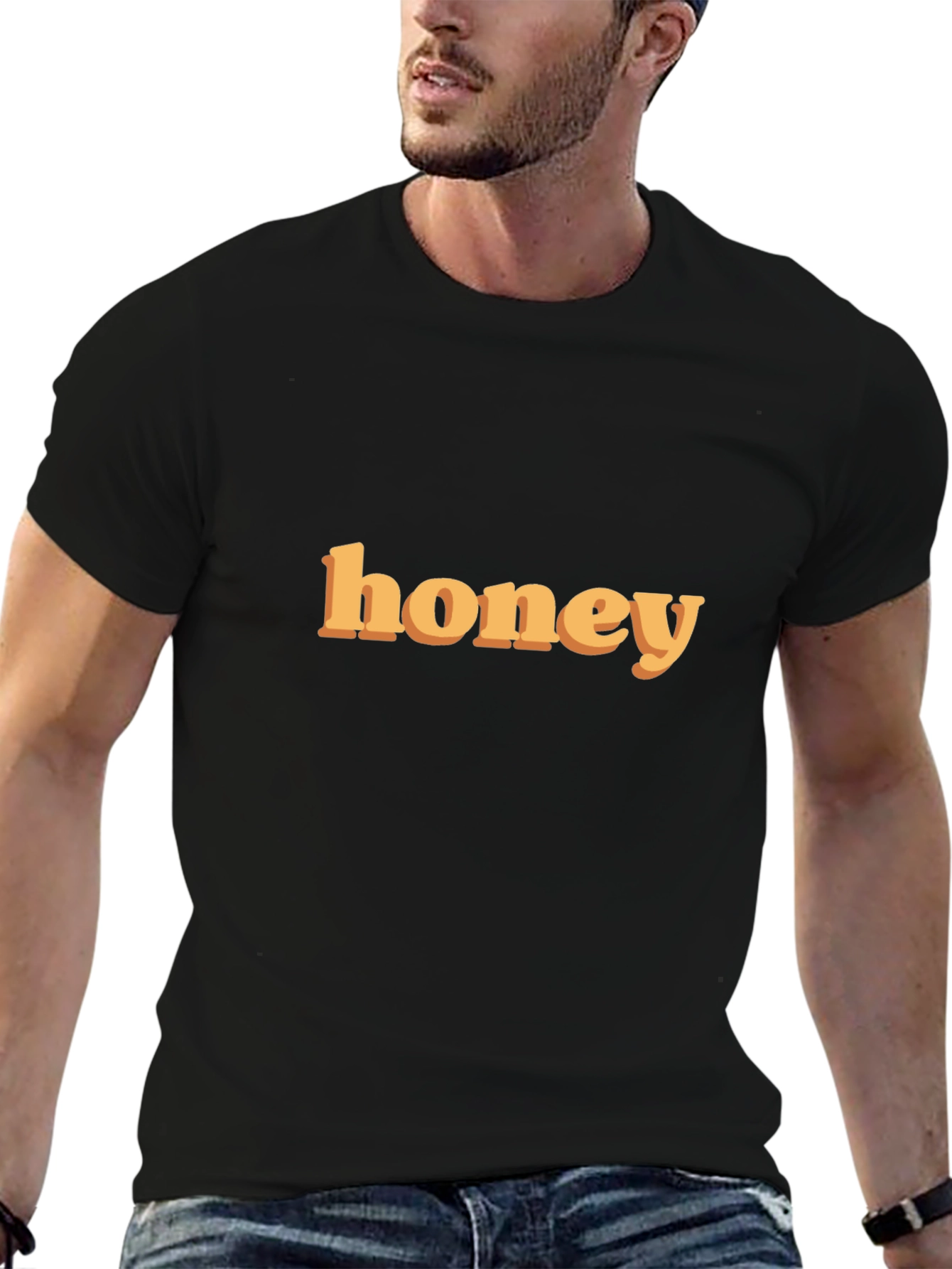 Honey Graphic Print Tee - Trendy Casual T-Shirt