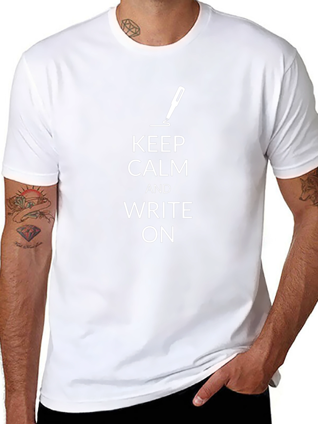 Keep Calm and Write On Black T-Shirt