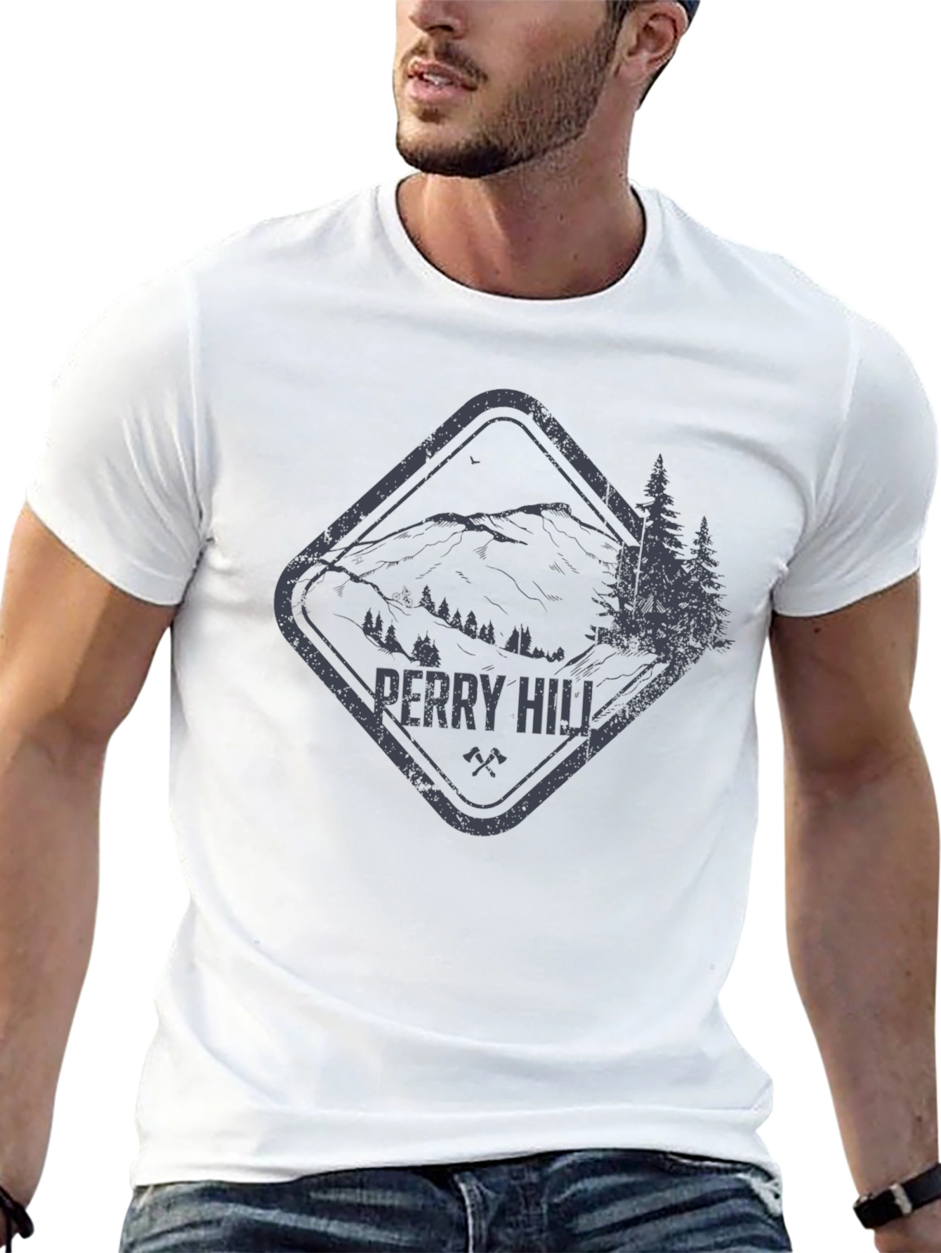 Perry Hill Mountain Graphic Tee - Black Cotton T-Shirt