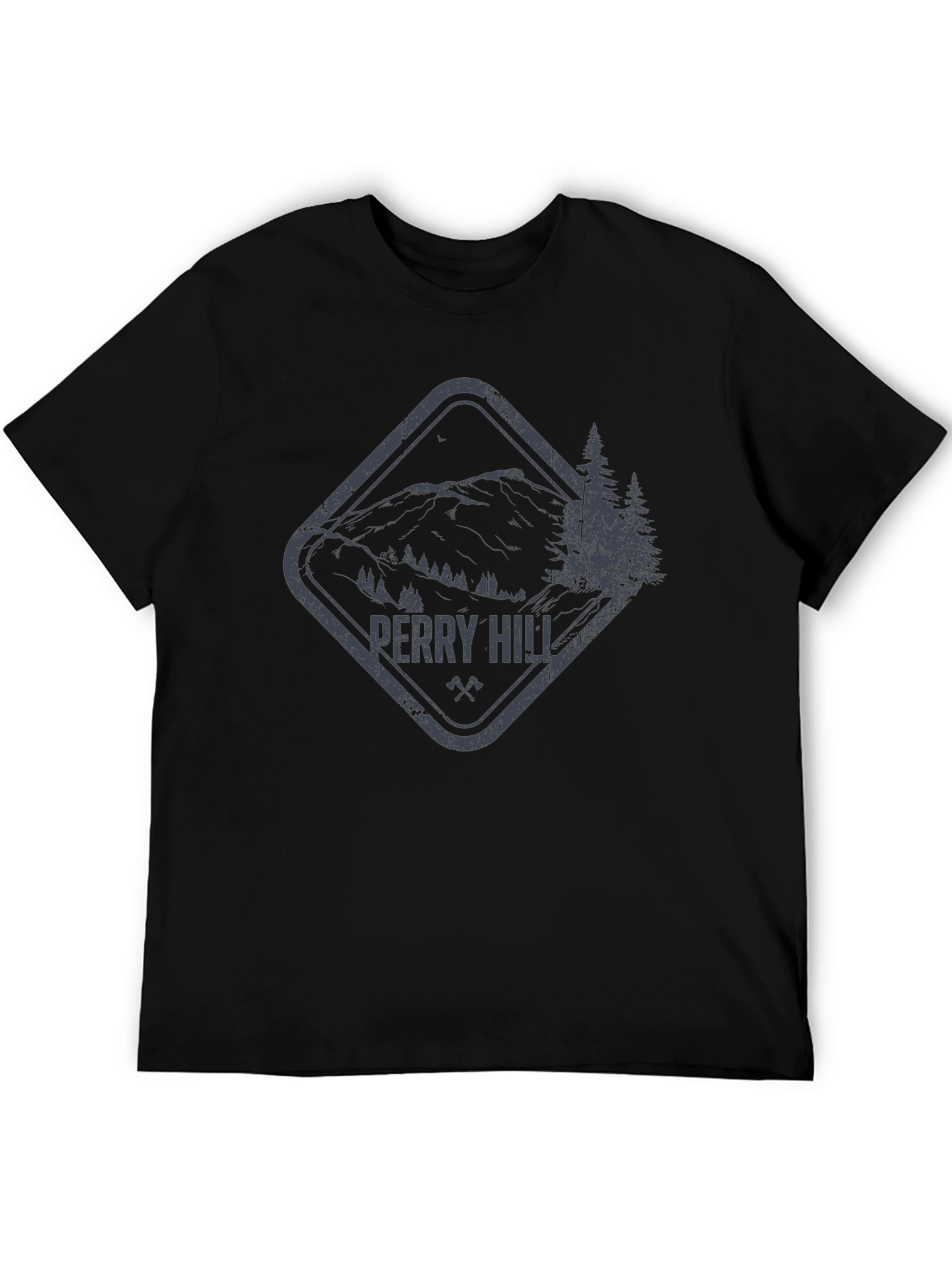 Perry Hill Mountain Graphic Tee - Black Cotton T-Shirt