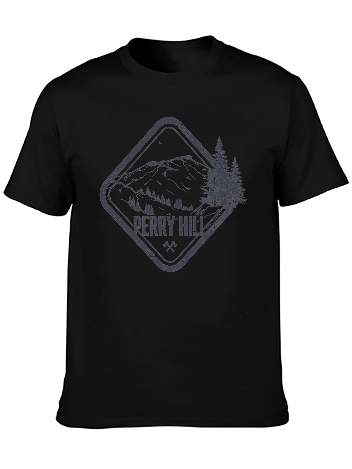 Perry Hill Mountain Graphic Tee - Black Cotton T-Shirt