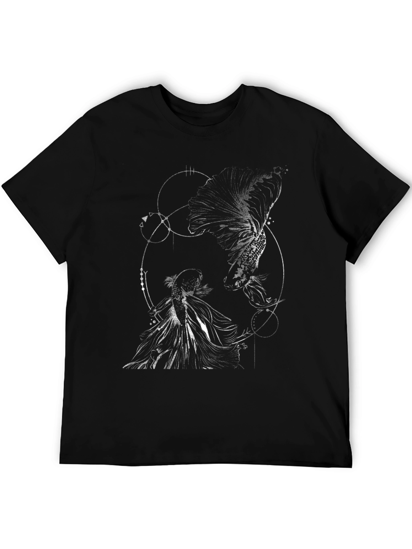 Geometric Fish Graphic Black T-Shirt