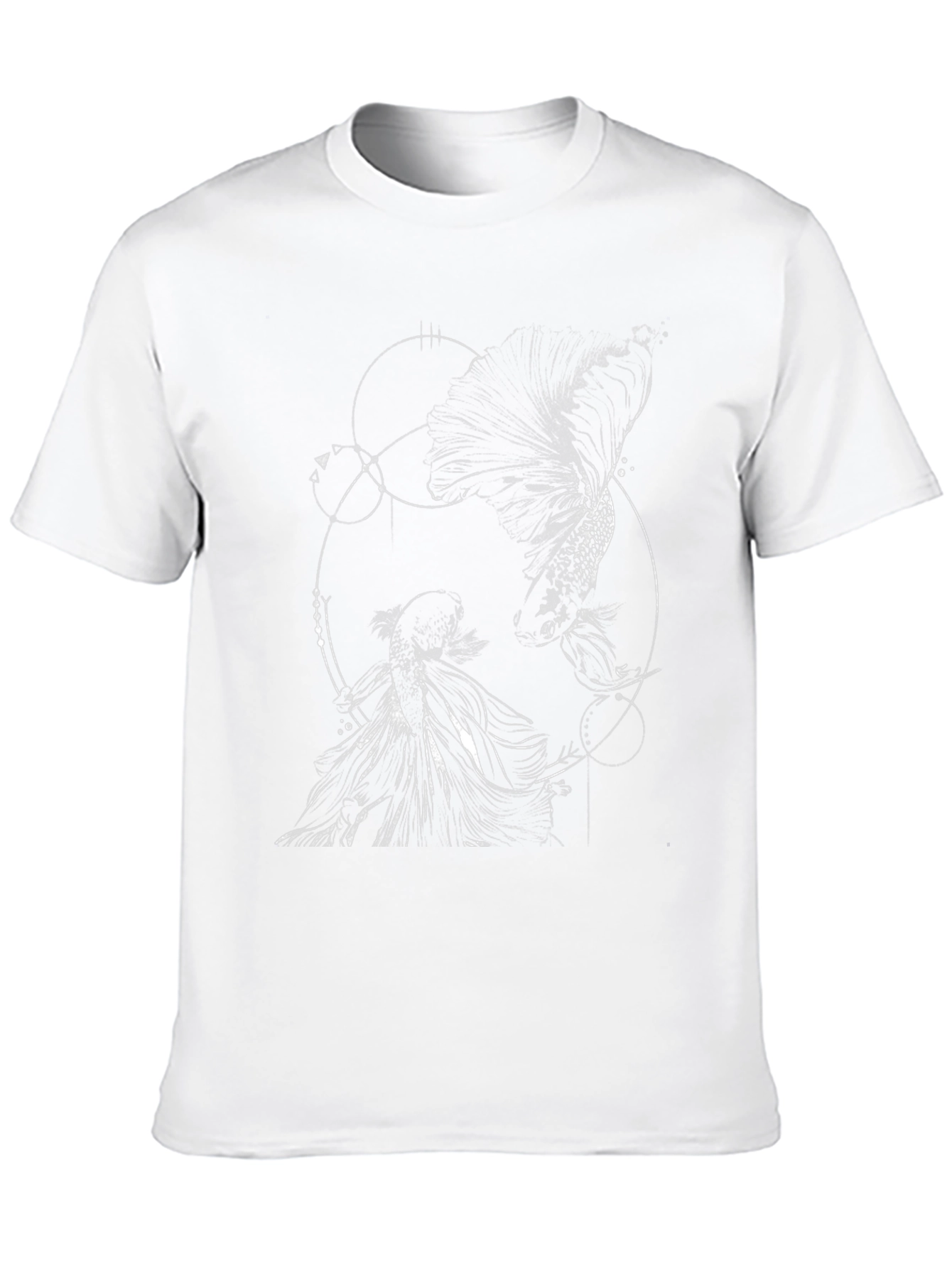 Geometric Fish Graphic Black T-Shirt