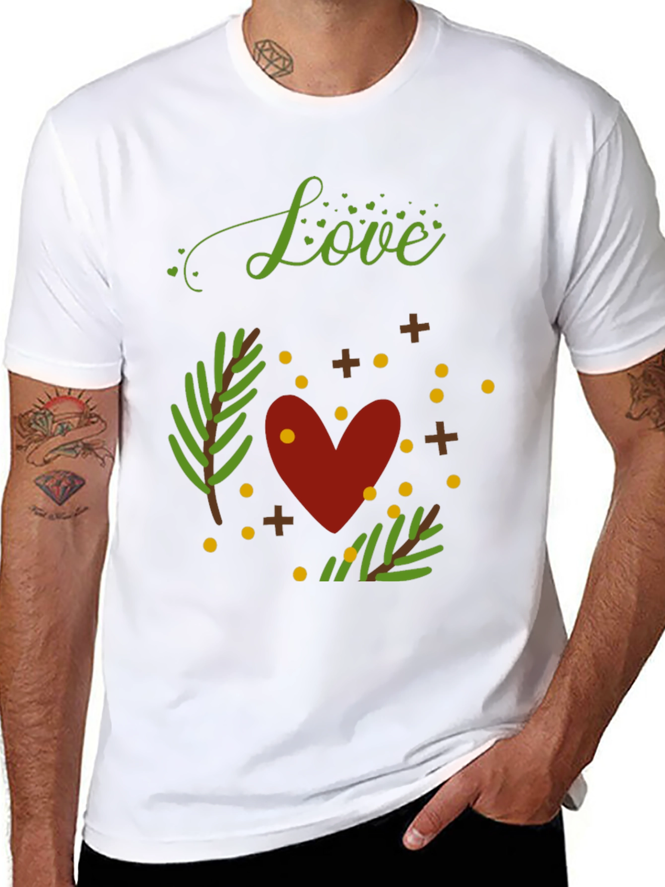 Love Heart Graphic Print Crew Neck T-Shirt