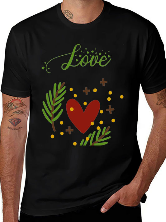 Love Heart Graphic Print Crew Neck T-Shirt