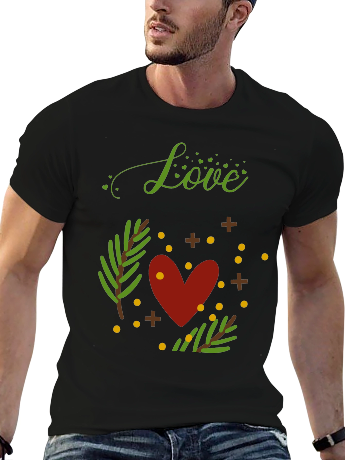 Love Heart Graphic Print Crew Neck T-Shirt