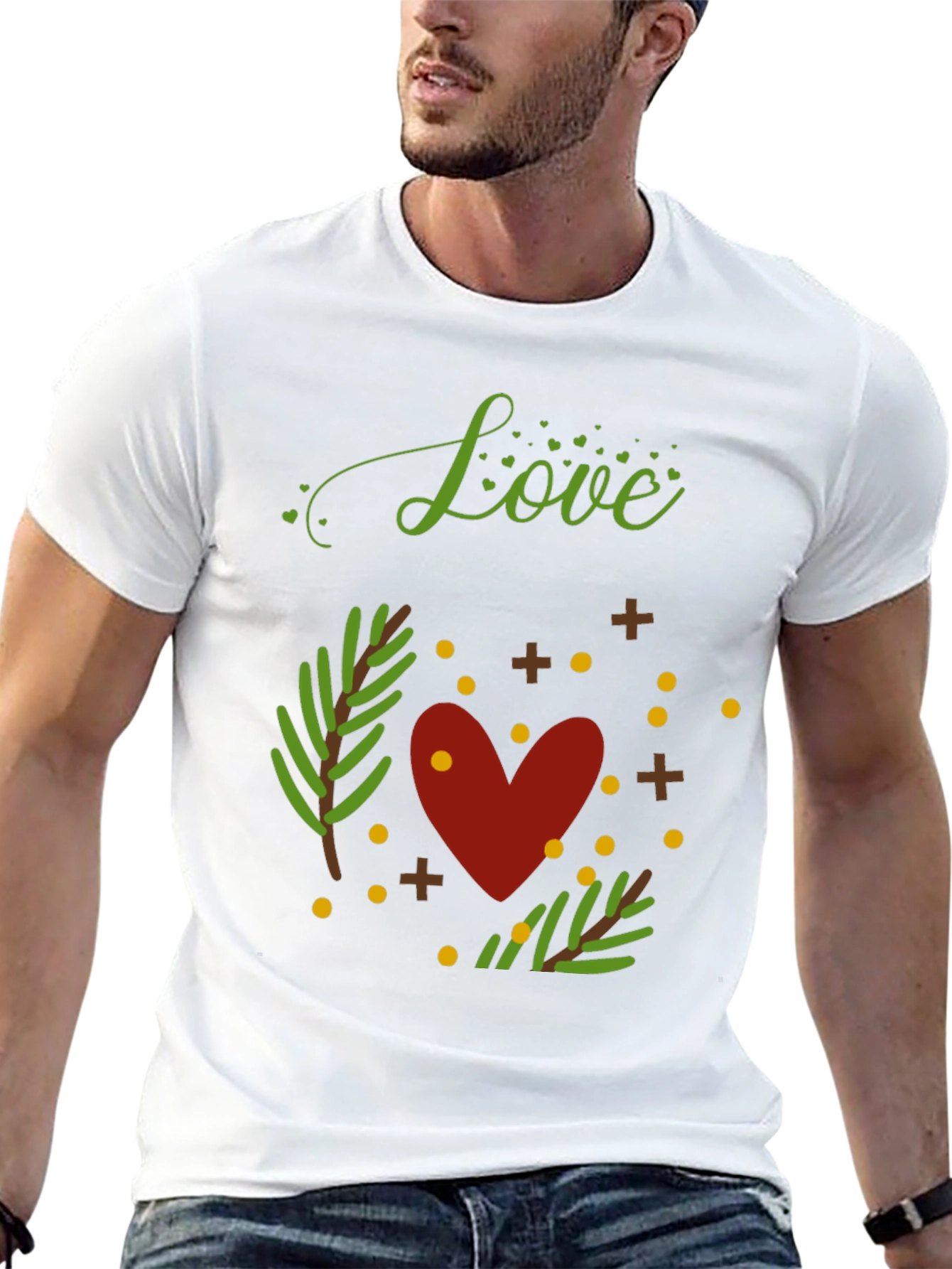 Love Heart Graphic Print Crew Neck T-Shirt