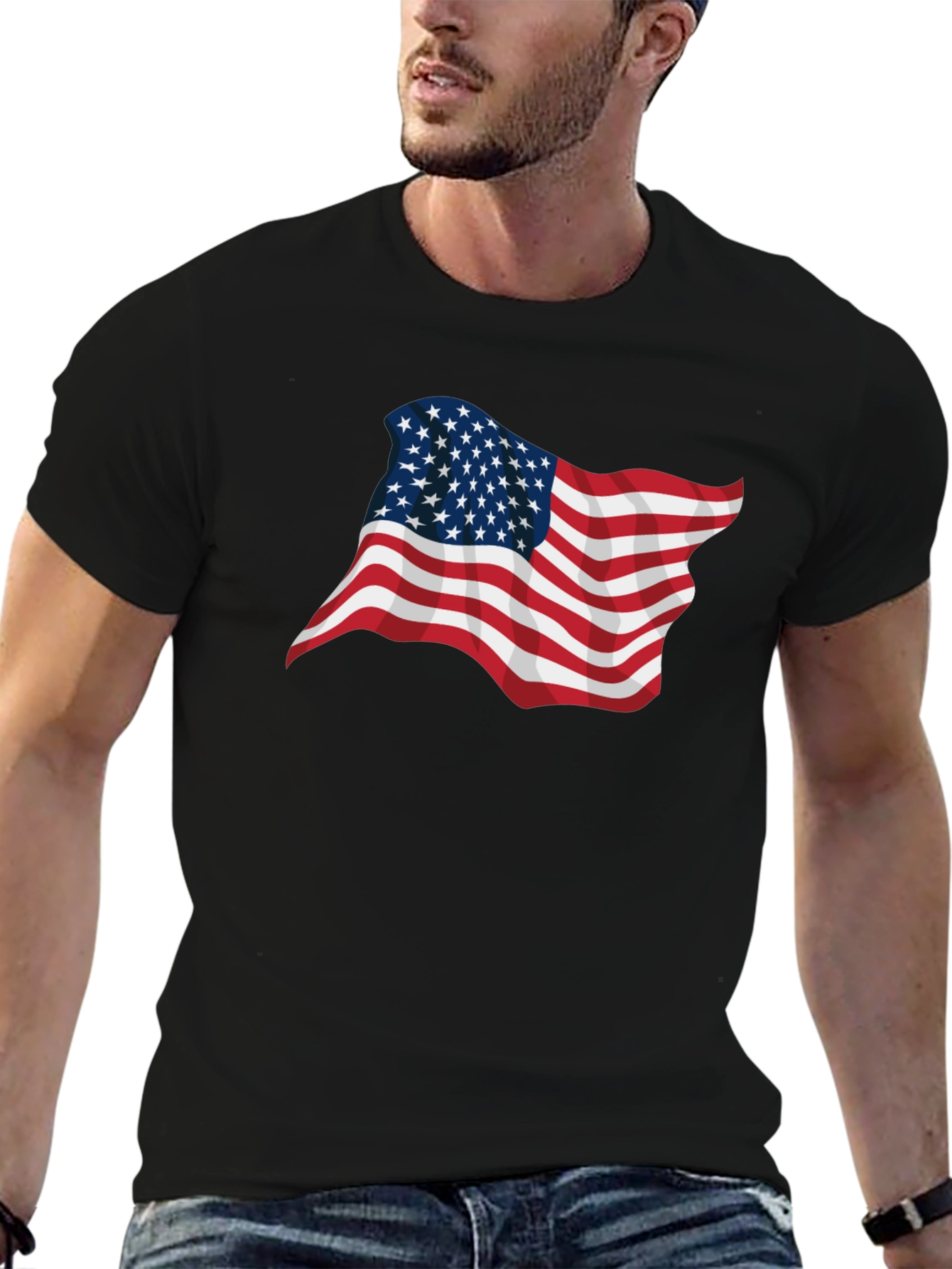 American Flag Graphic Black T-Shirt
